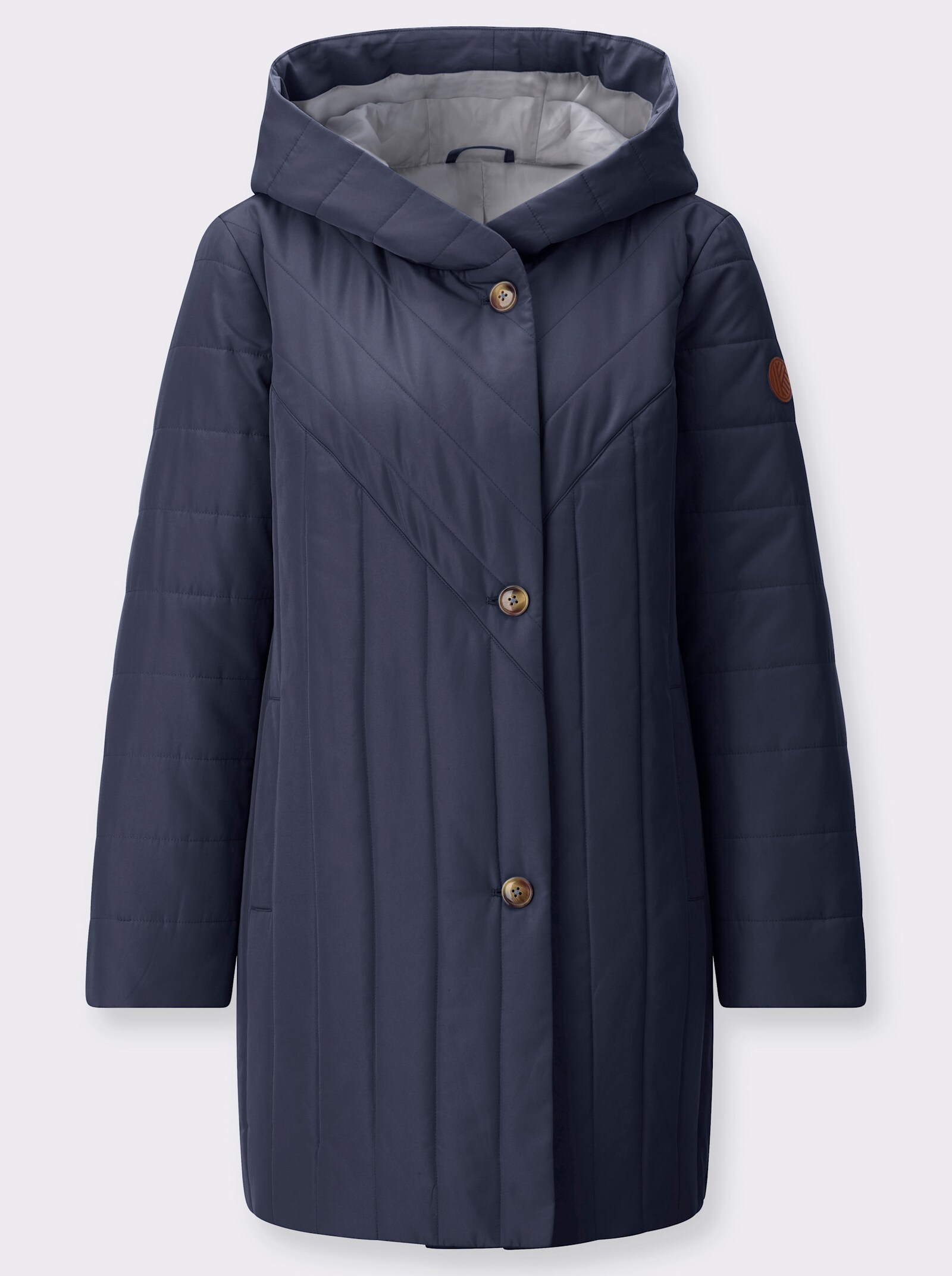 Steppjacke mit Kapuzenkragen - marine