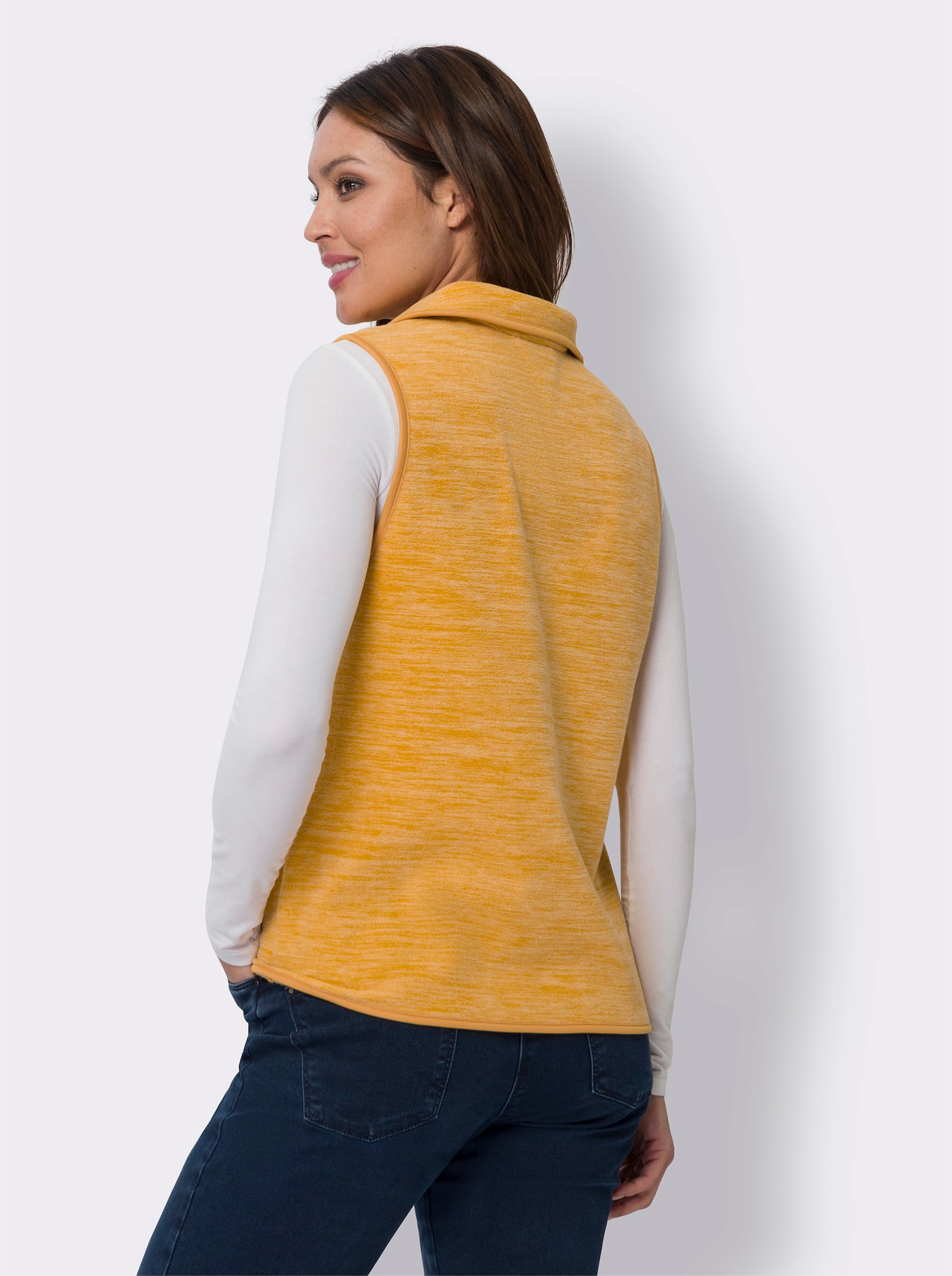 Fleeceweste in Melange-Optik - ocker-meliert