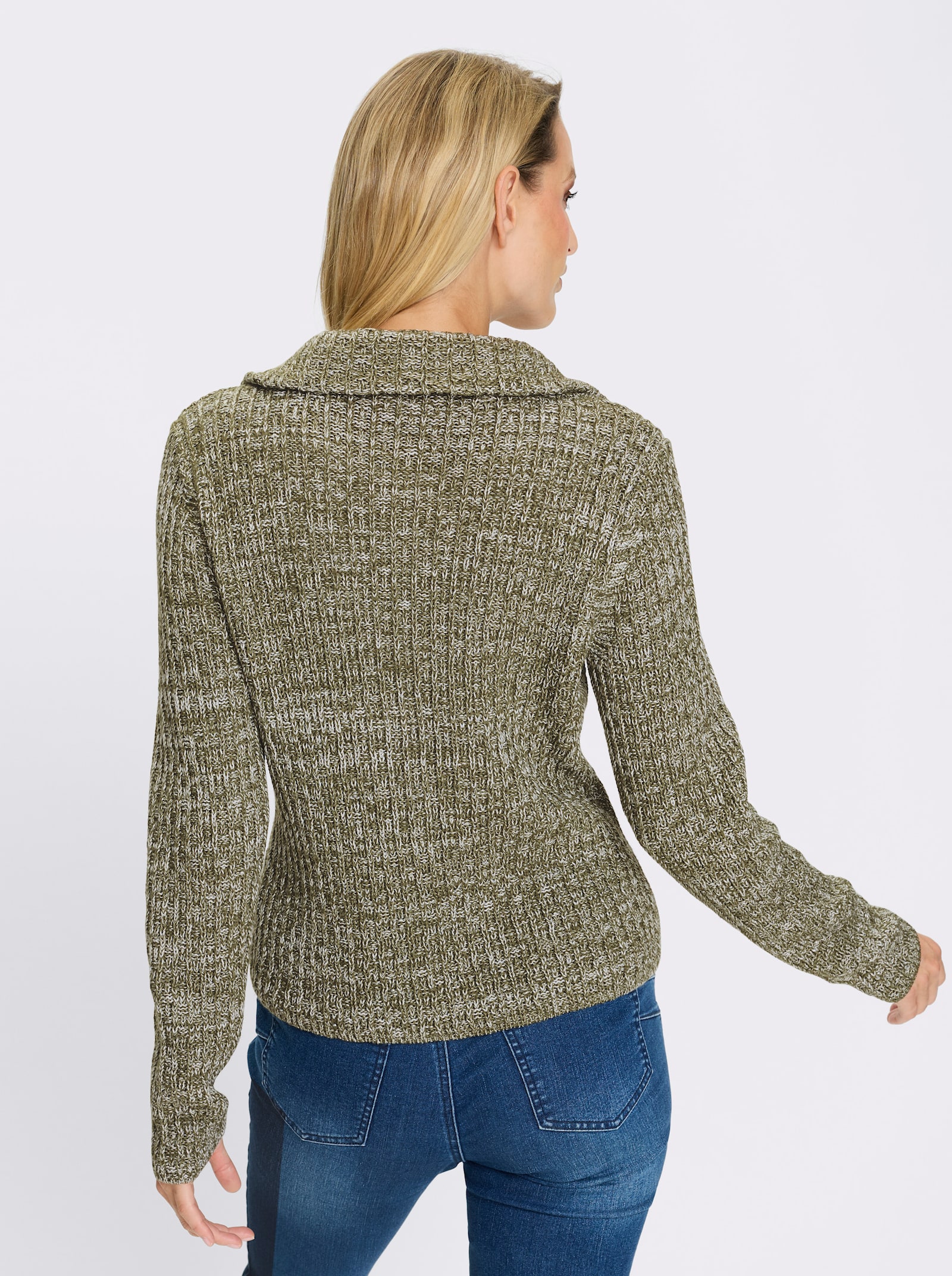 heine Strickjacke mit Effektgarn - khaki-meliert