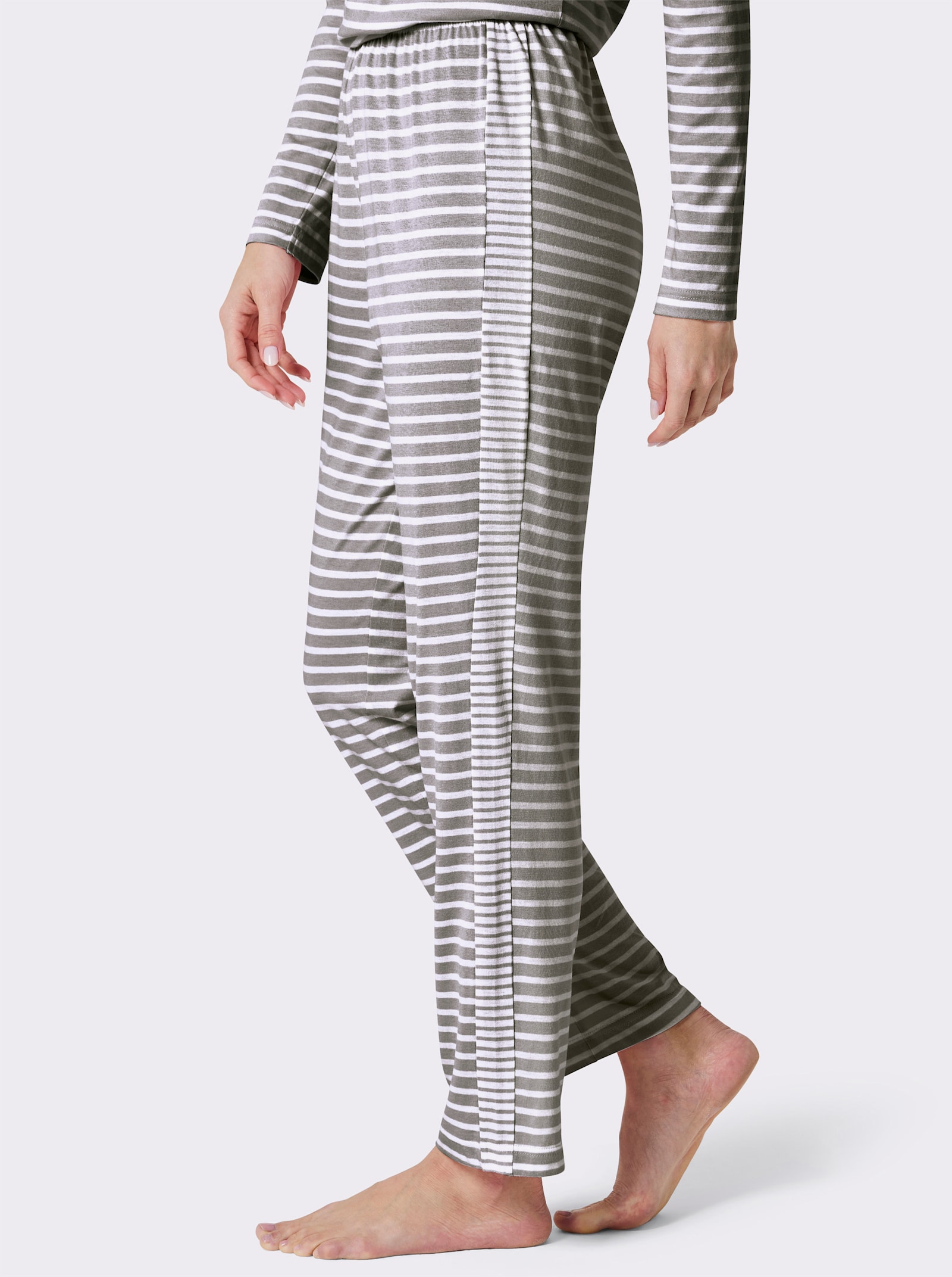 wäschepur Schlafanzug-Hose - steingrau-weiß-geringelt