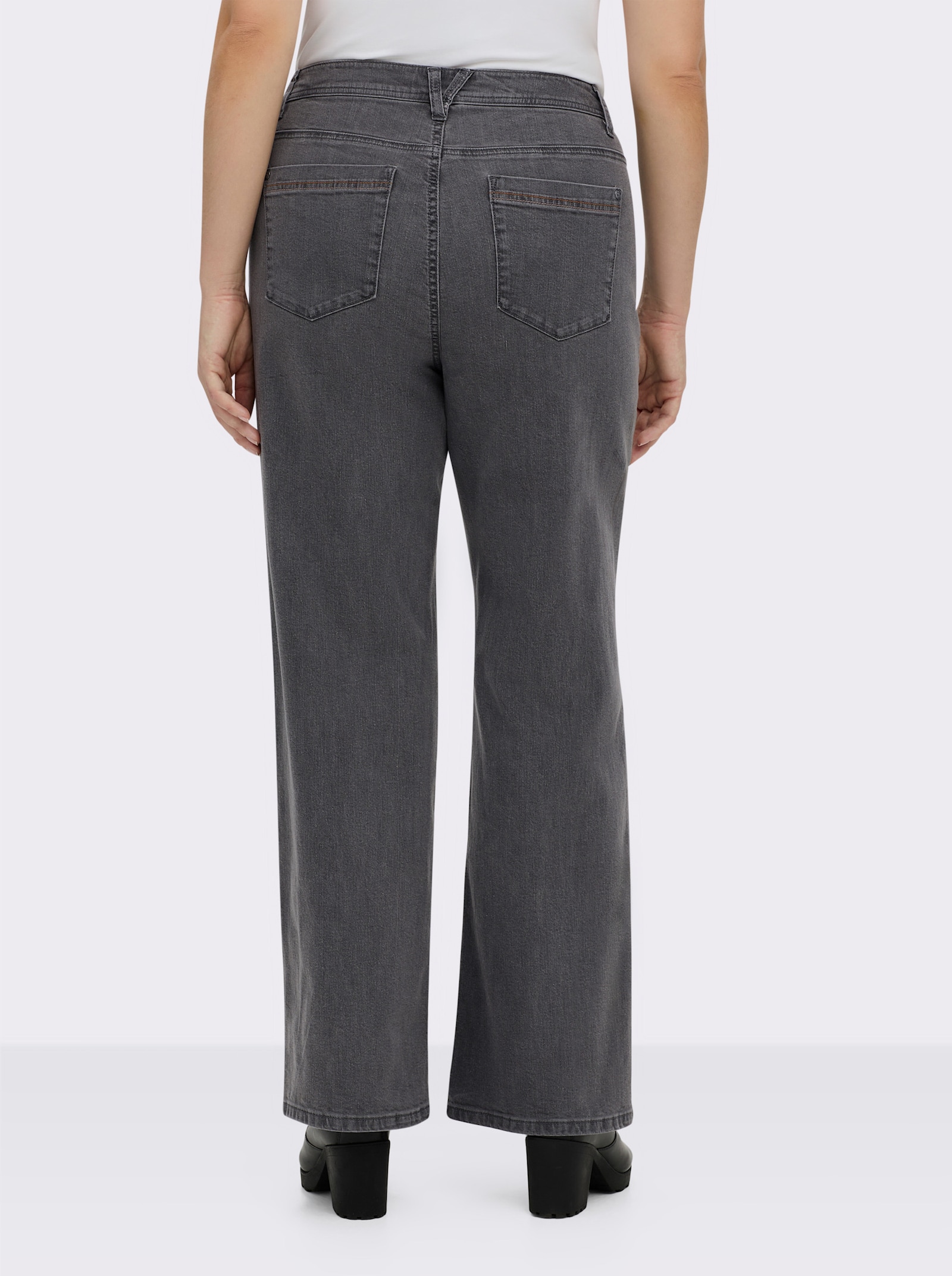 sheego Jeans met wijde pijpen en stretchinzetten - antraciet/grey-denim