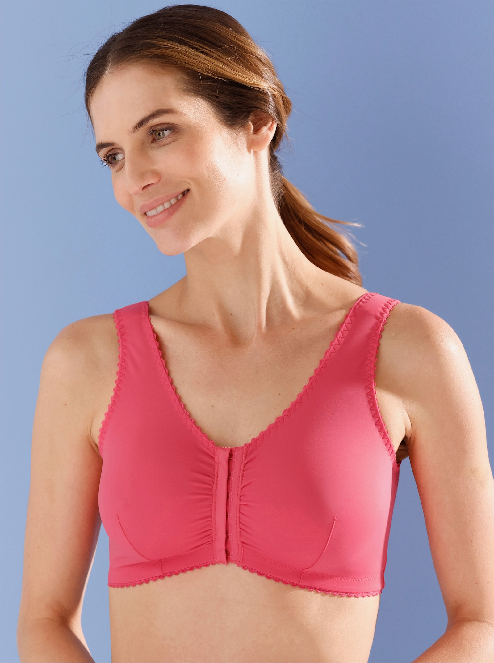 wäschepur Podprsenka-zap.vpredu, b.kostíc, riasenie vpredu - Čierna + koralová