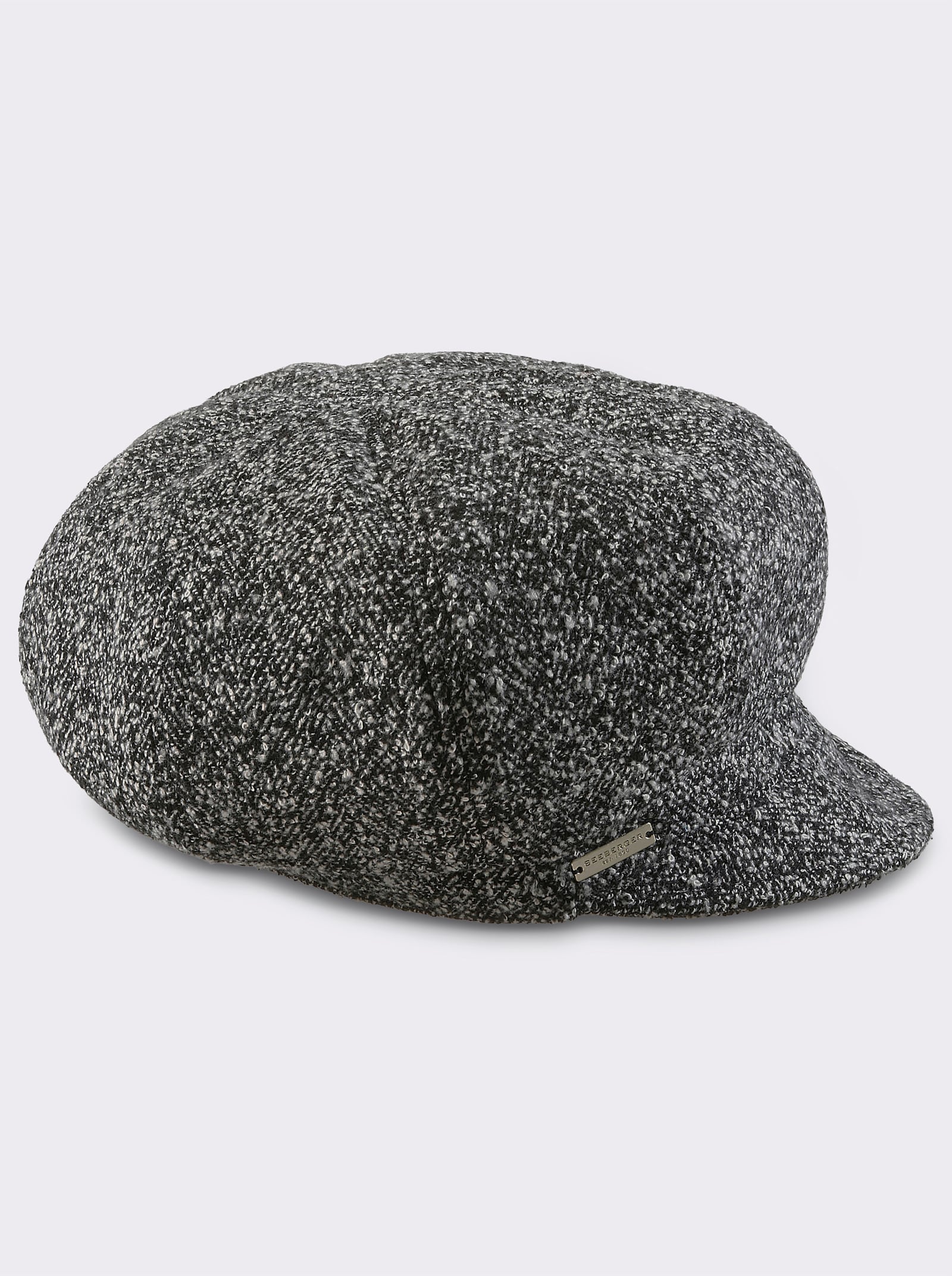 Ballonmütze mit Gummizug - schwarz-meliert