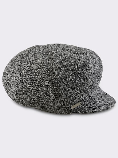 Ballonmütze mit Gummizug - schwarz-meliert