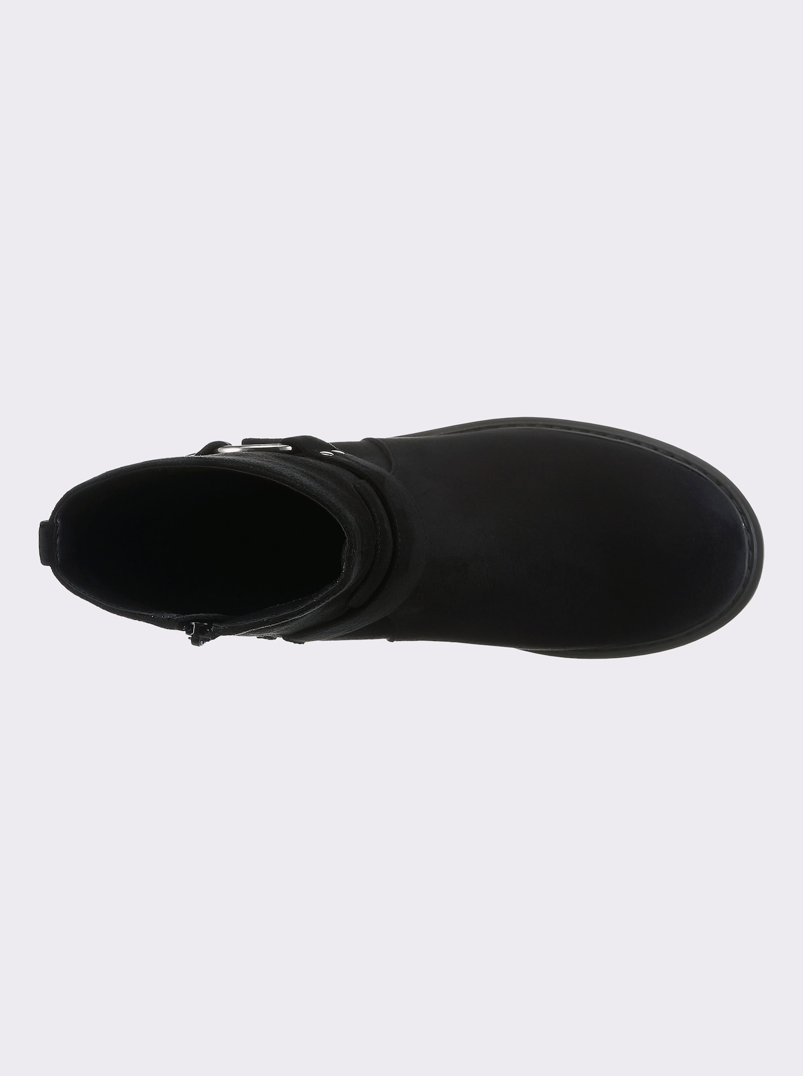 Stiefelette mit silberfarbener Zierschnalle - schwarz