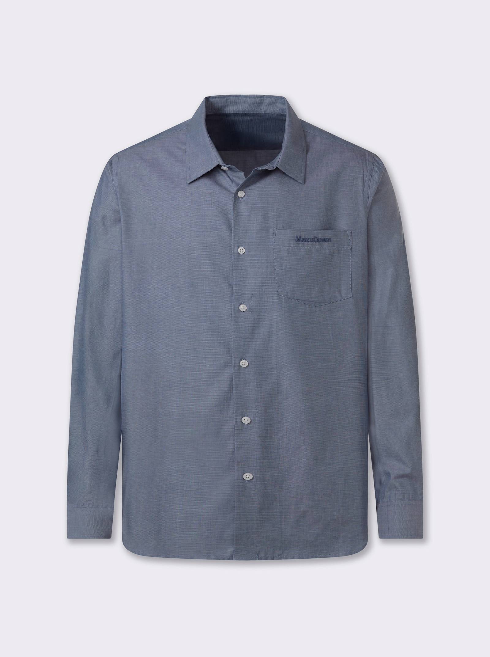 Marco Donati Langarmhemd , fleckgeschützt - rauchblau-meliert