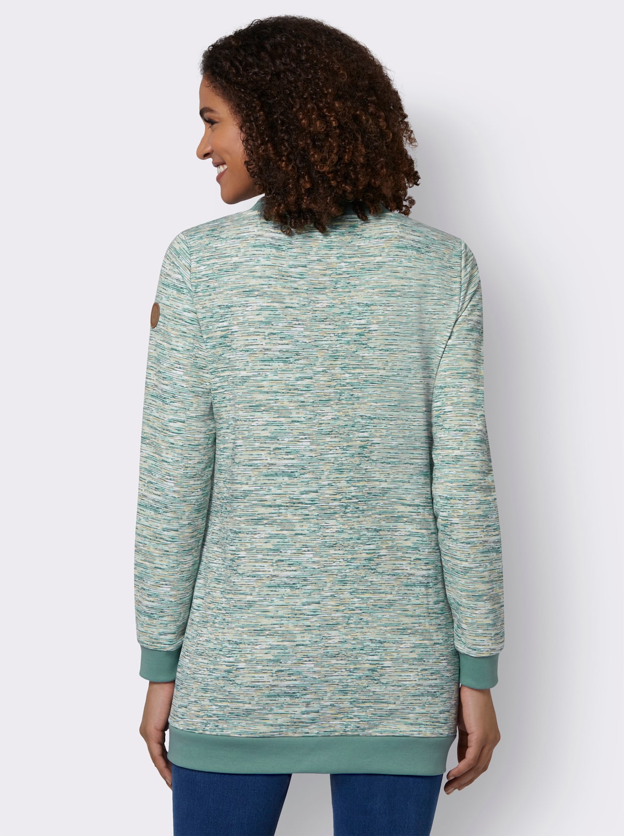 Sweatshirt - jade-weiß-meliert