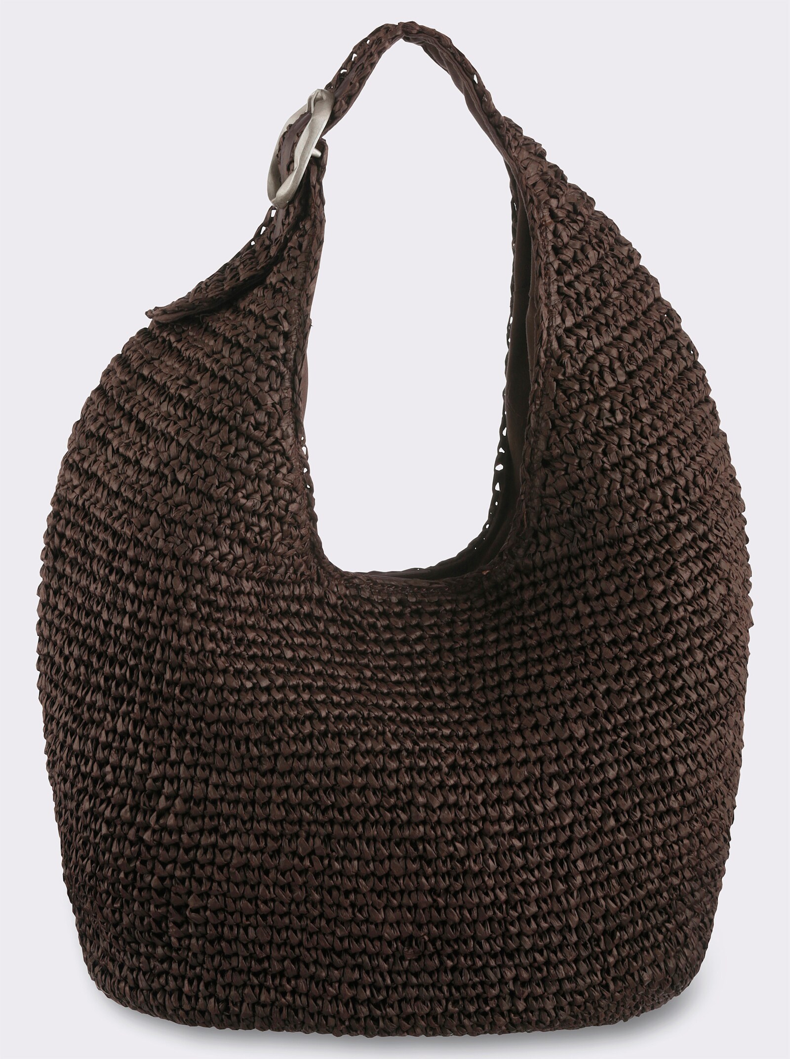 Basttasche mit Schmuckschließe - schoko