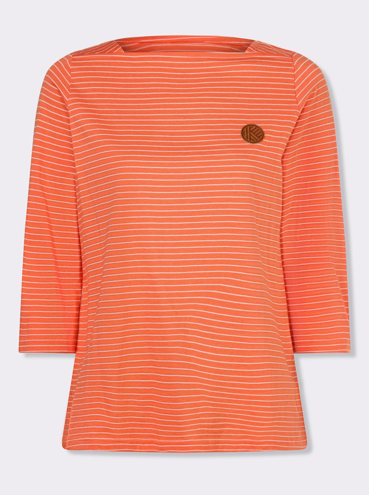 3/4-Arm-Shirt - papaya-ecru-geringelt