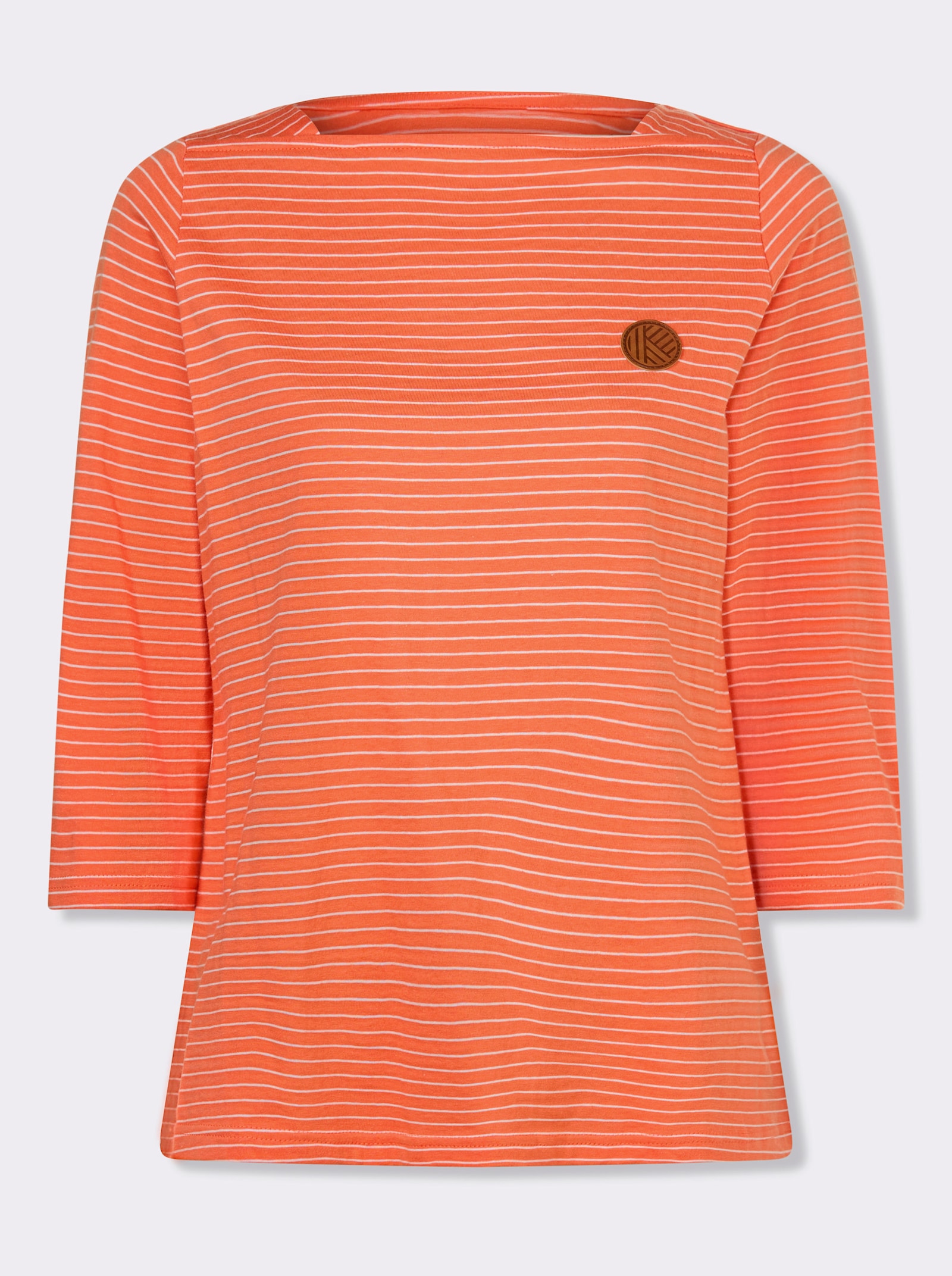 Tričko s 3/4 rukávem a proužkovaným vzorem - papája-ecru-proužek