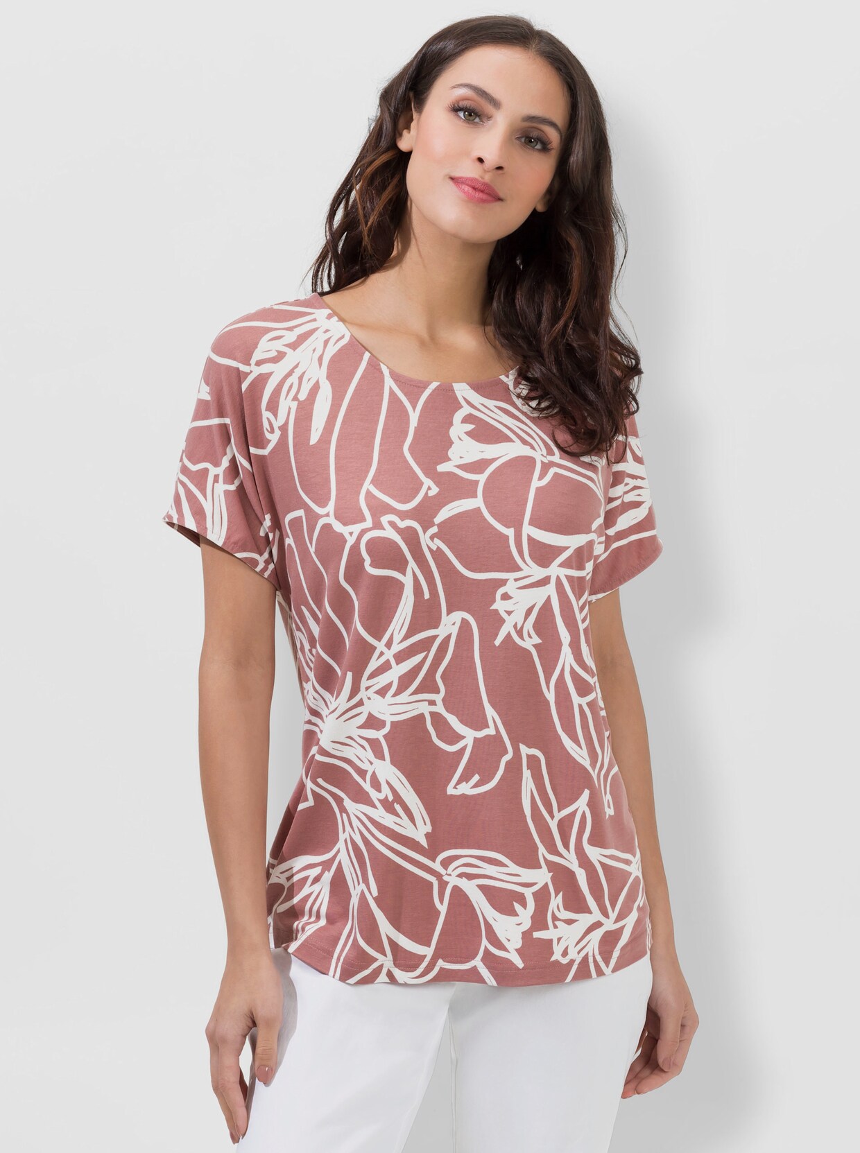 Shirt met print - rozenhout/ecru bedrukt