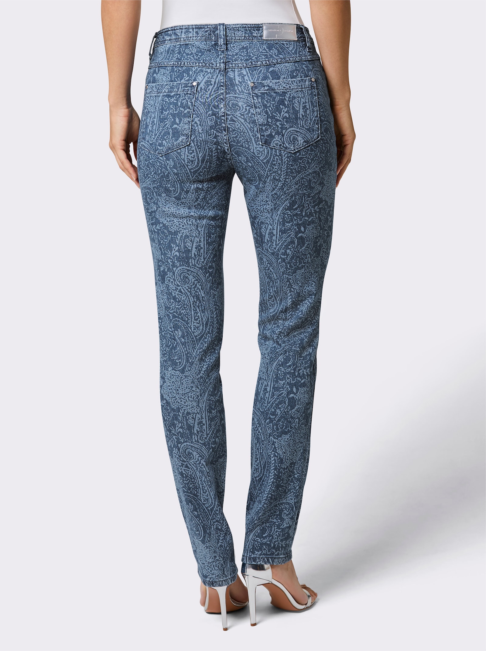 CREATION L PREMIUM 5-Pocket-Jeans im Print-Dessin - blue-bleached