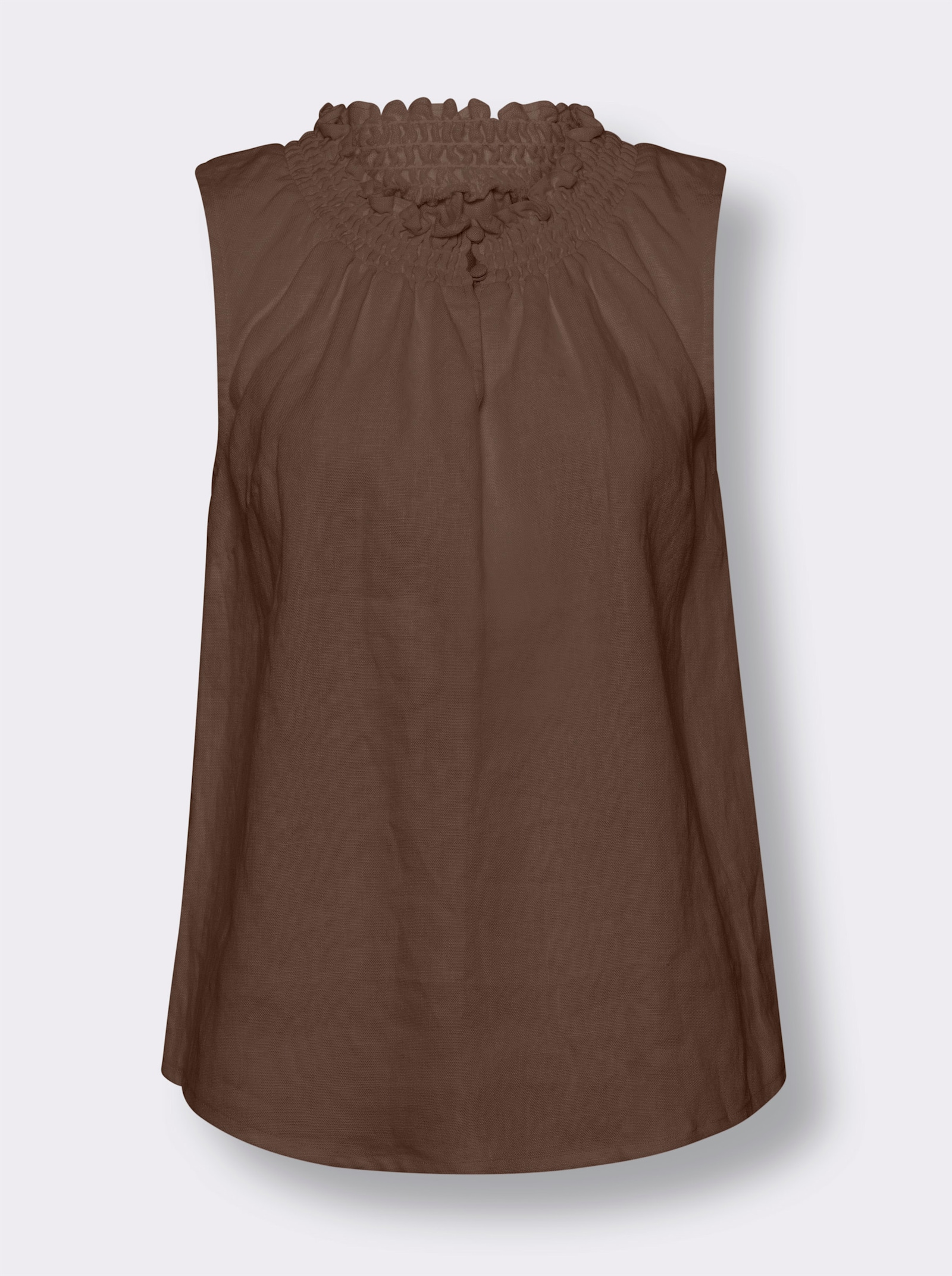 heine Blusentop mit gesmoktem Ausschnitt - schoko