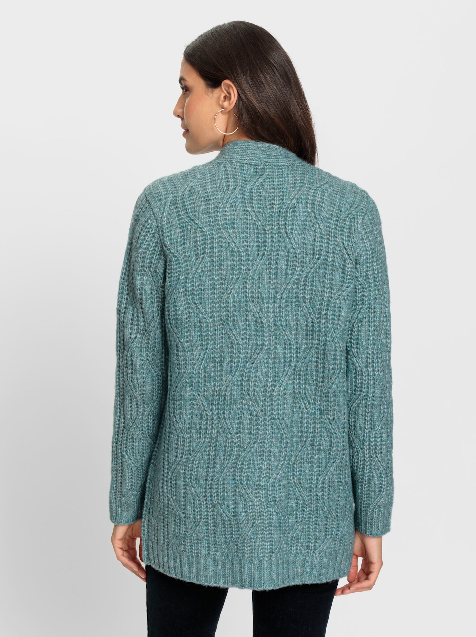 Strickjacke in offener Longform - ozean-meliert