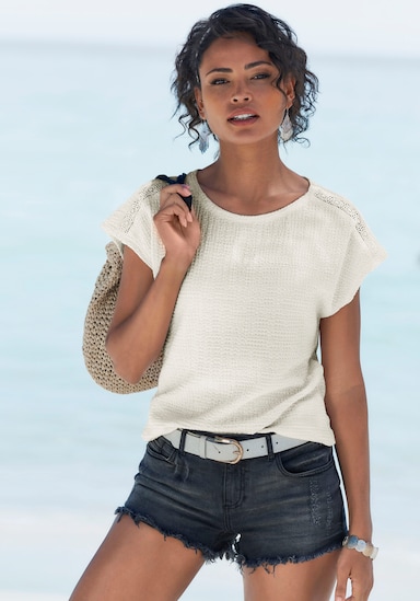 Vivance Kurzarmshirt - peach, creme