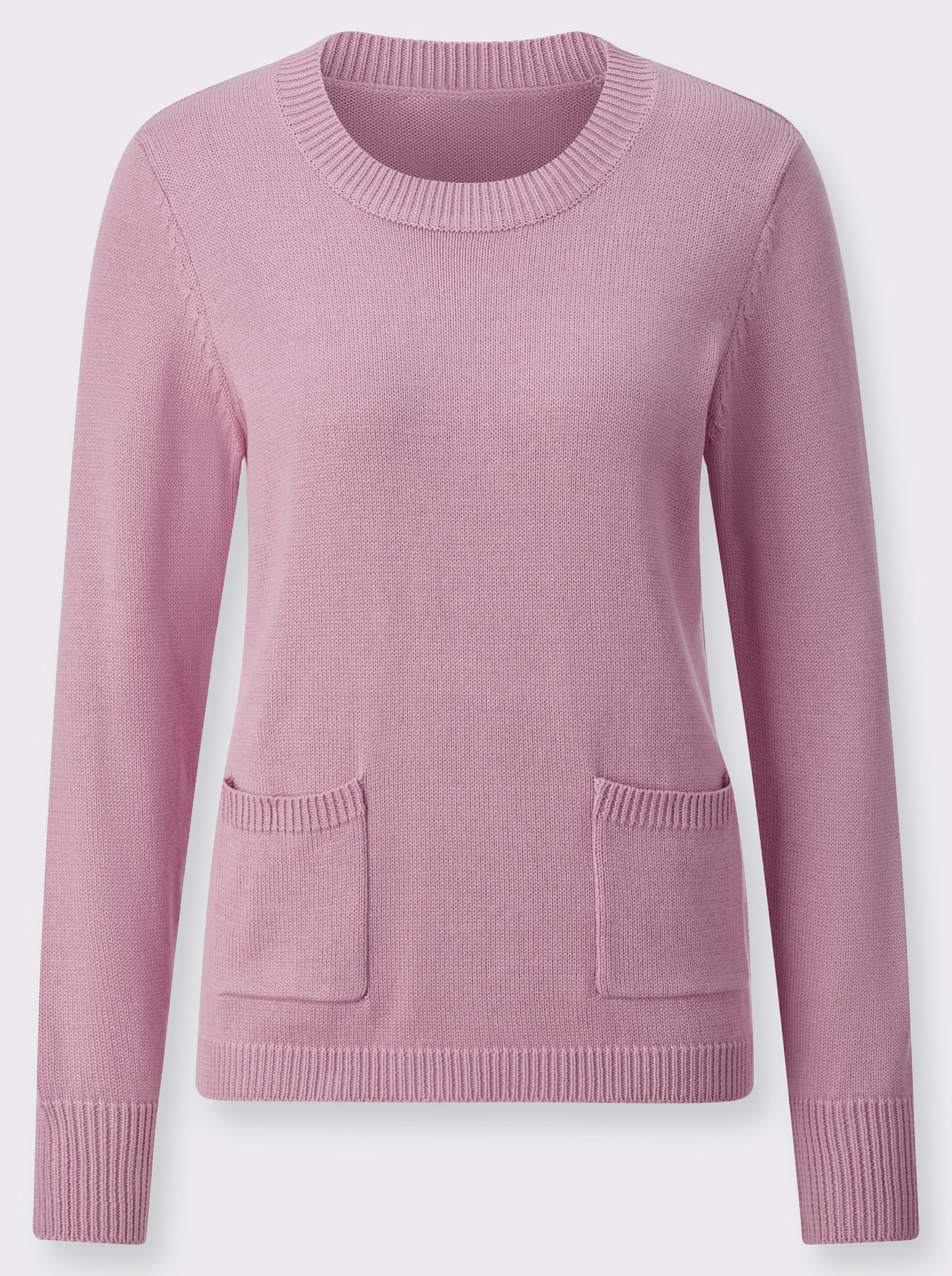 Rundhalspullover mit aufgesetzten Taschen - altrosé