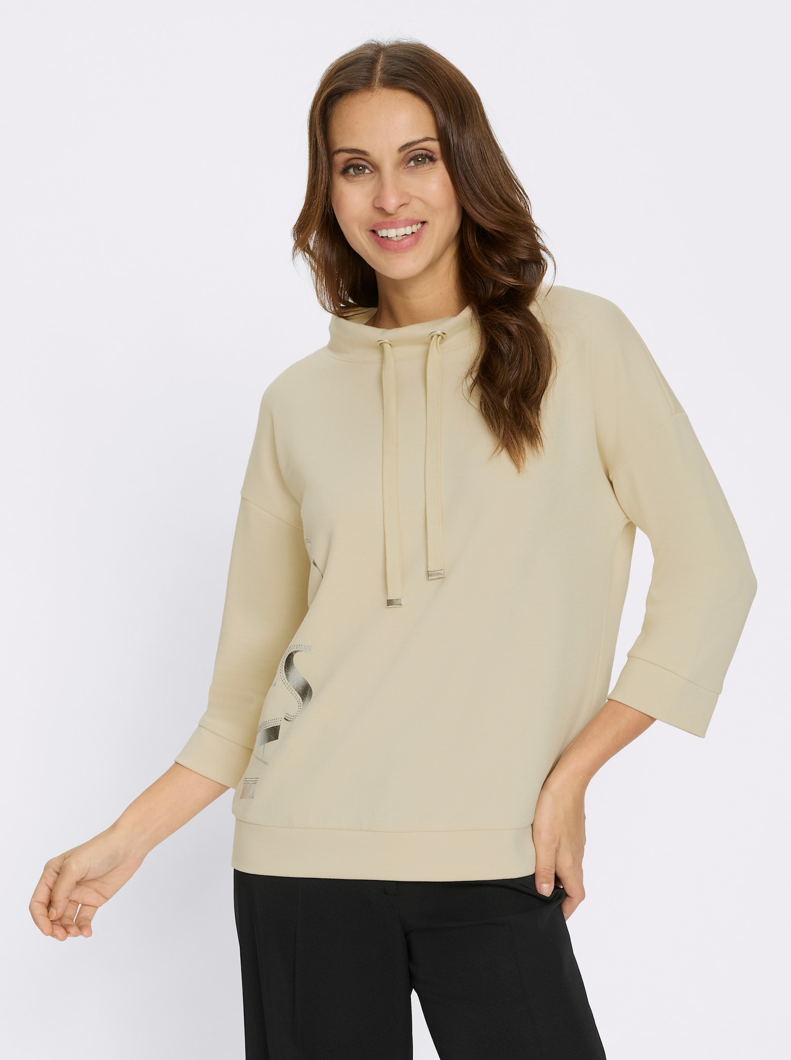 Sweatshirt mit Schriftzug - sand