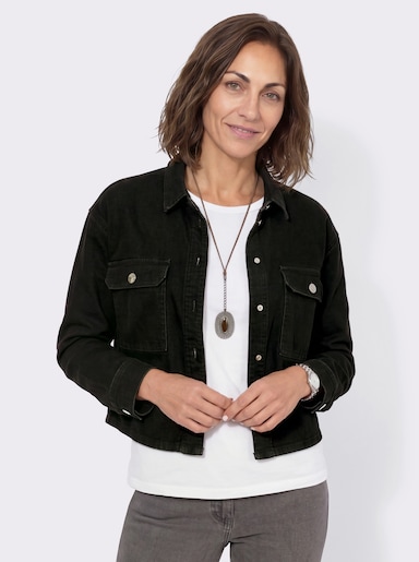 Jeansbluse im Oversized-Schnitt - black-denim