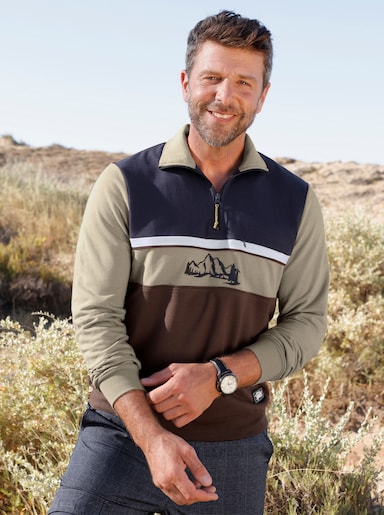 Catamaran Sports Sweatshirt met borstzak met rits - leem