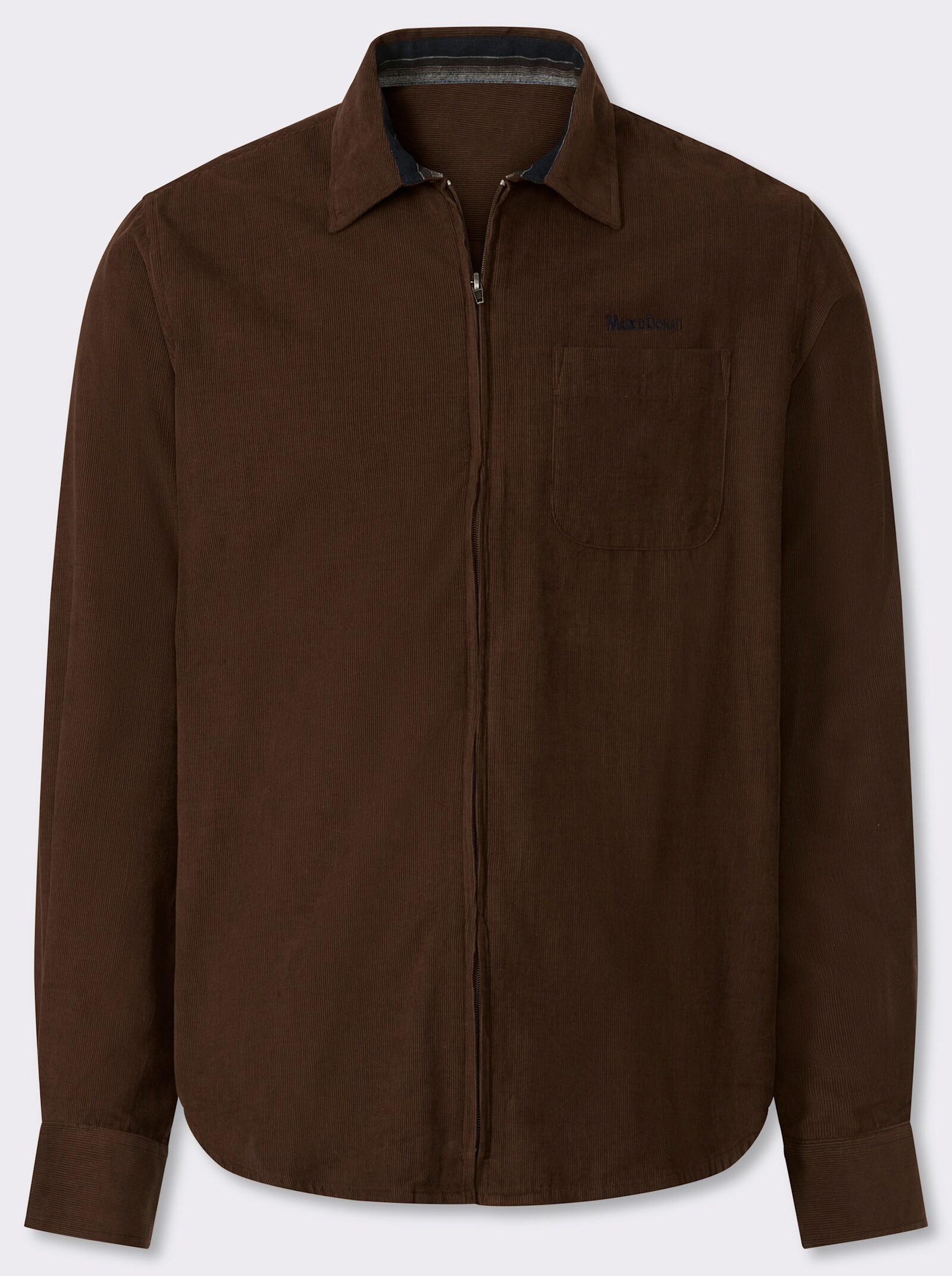 Marco Donati Langarmhemd in Microcord-Qualität - schoko