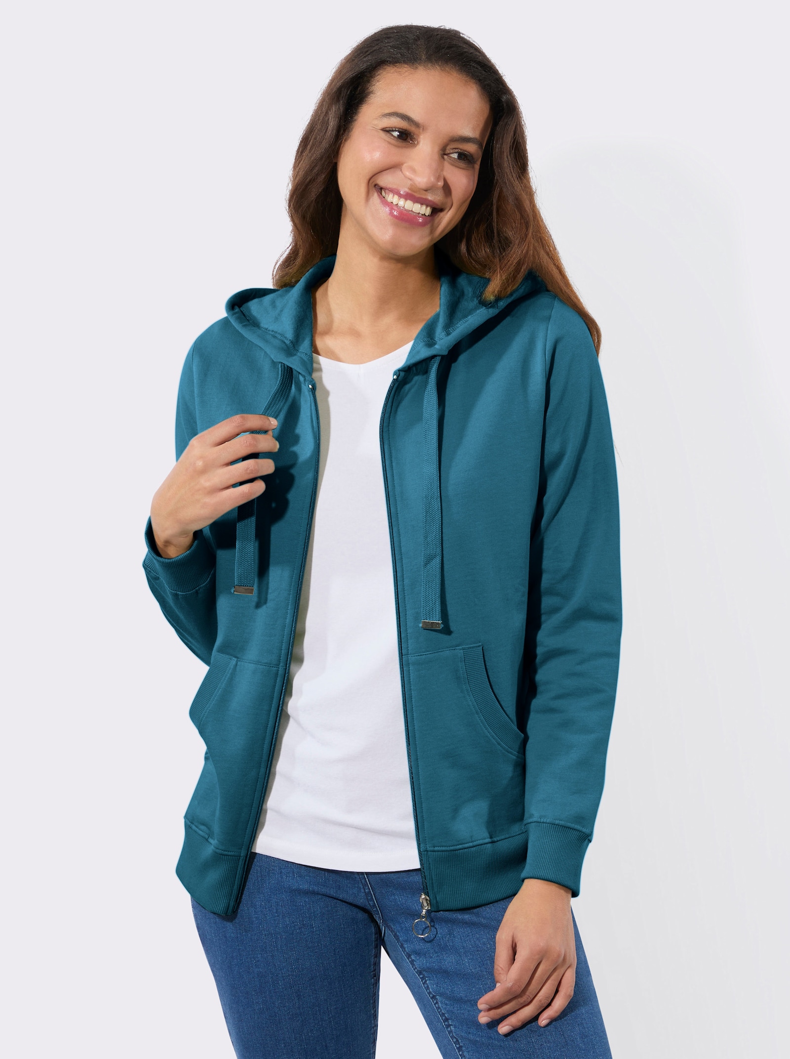 Sweatjacke mit Känguru-Taschen - topas