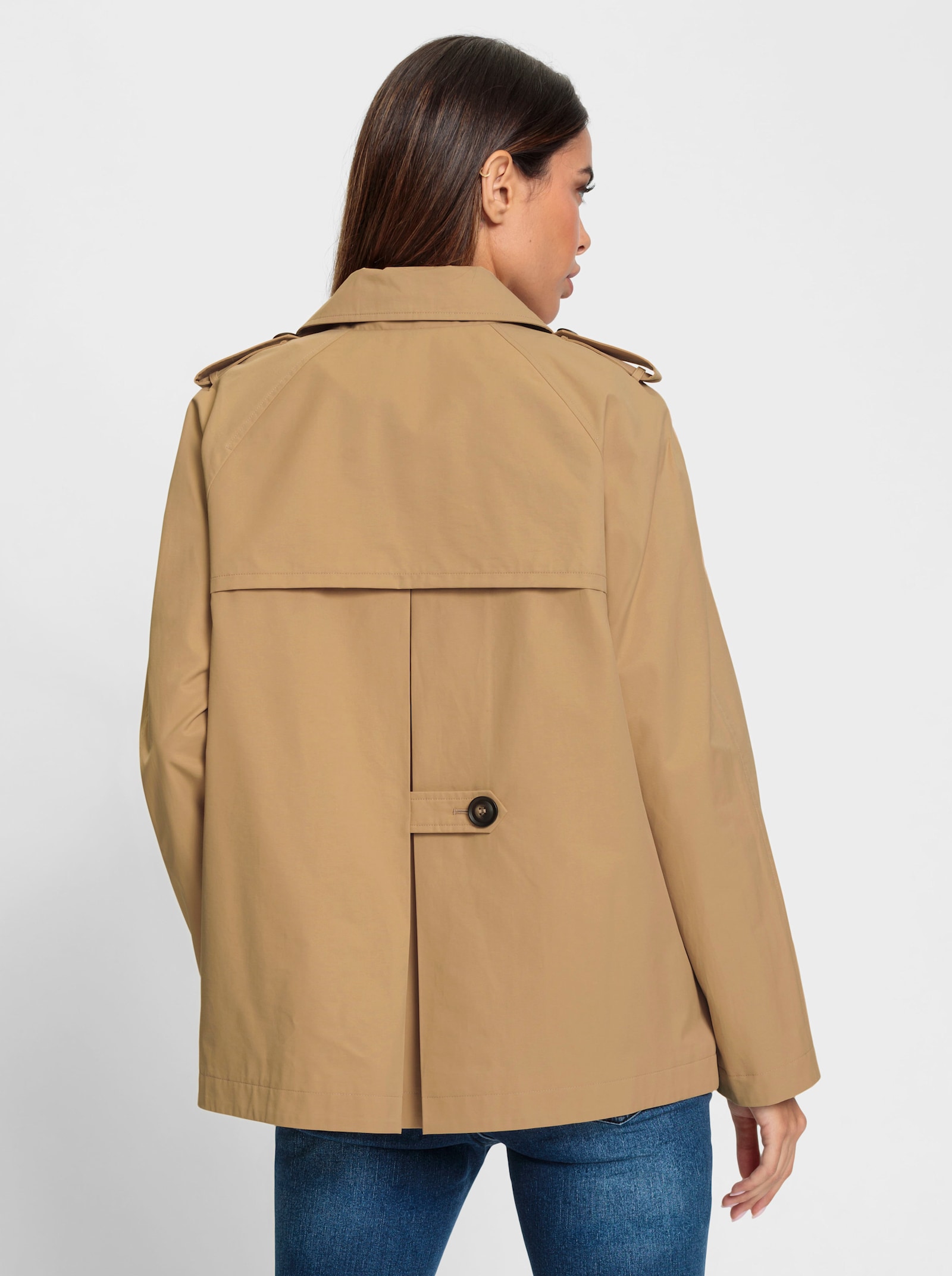 heine Trenchcoat mit Schulter- und Rückenriegel - camel