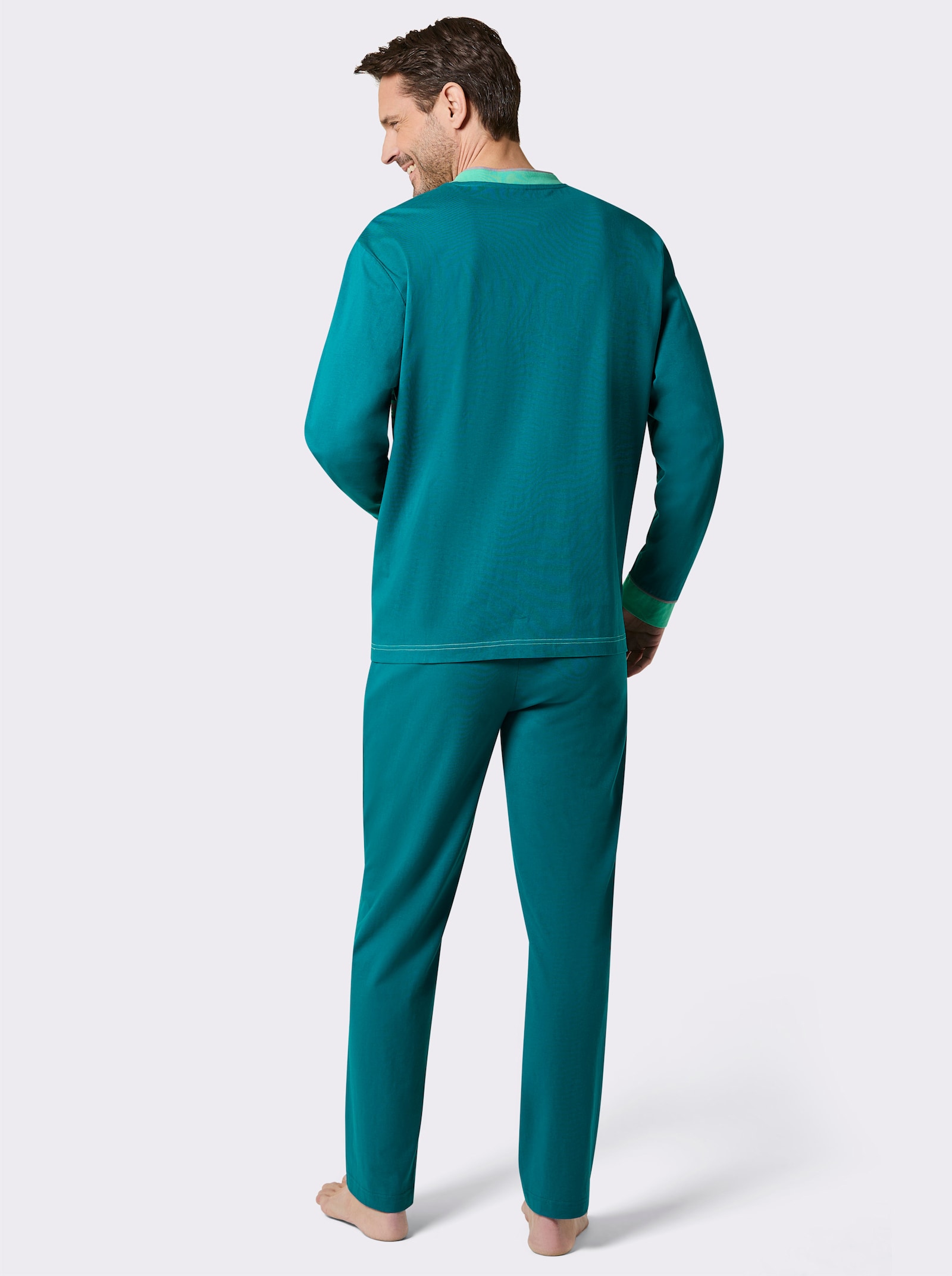 wäschepur men Schlafanzug - aquapetrol-blaugrün-bedruckt