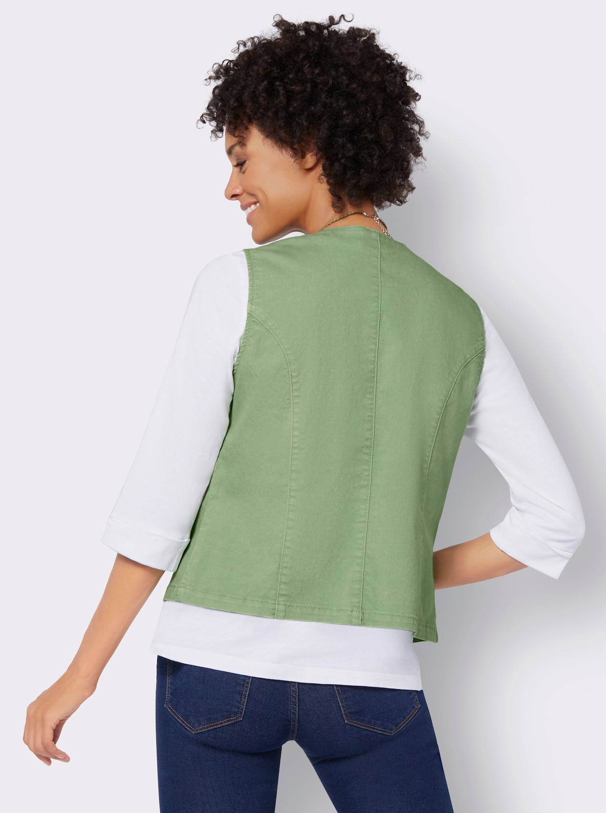 Jeansgilet - eucalyptus