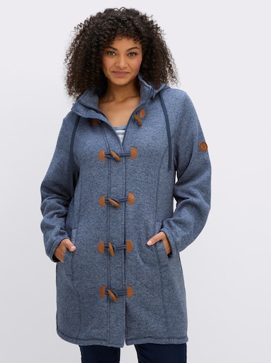 sheego Strickfleecejacke mit Knebelverschlüssen - rauchblau-taubenblau