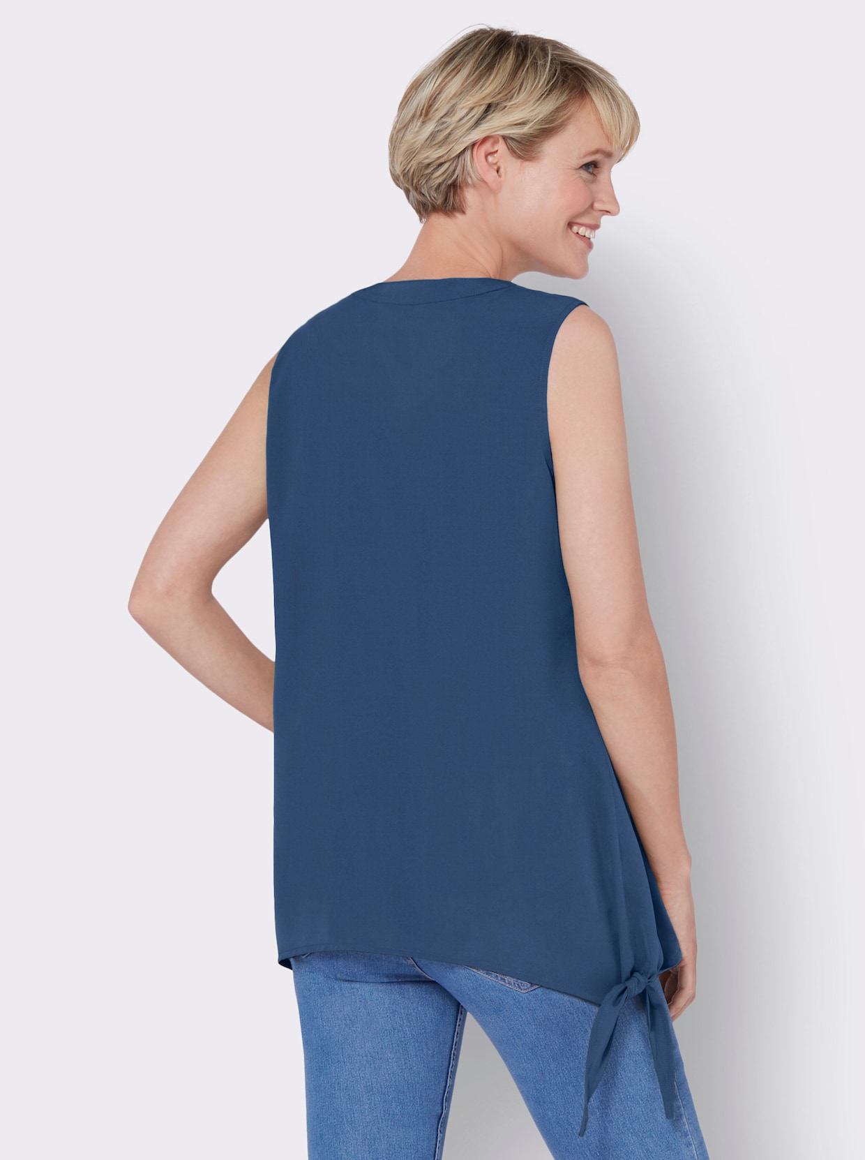 Ärmellose Bluse - jeansblau