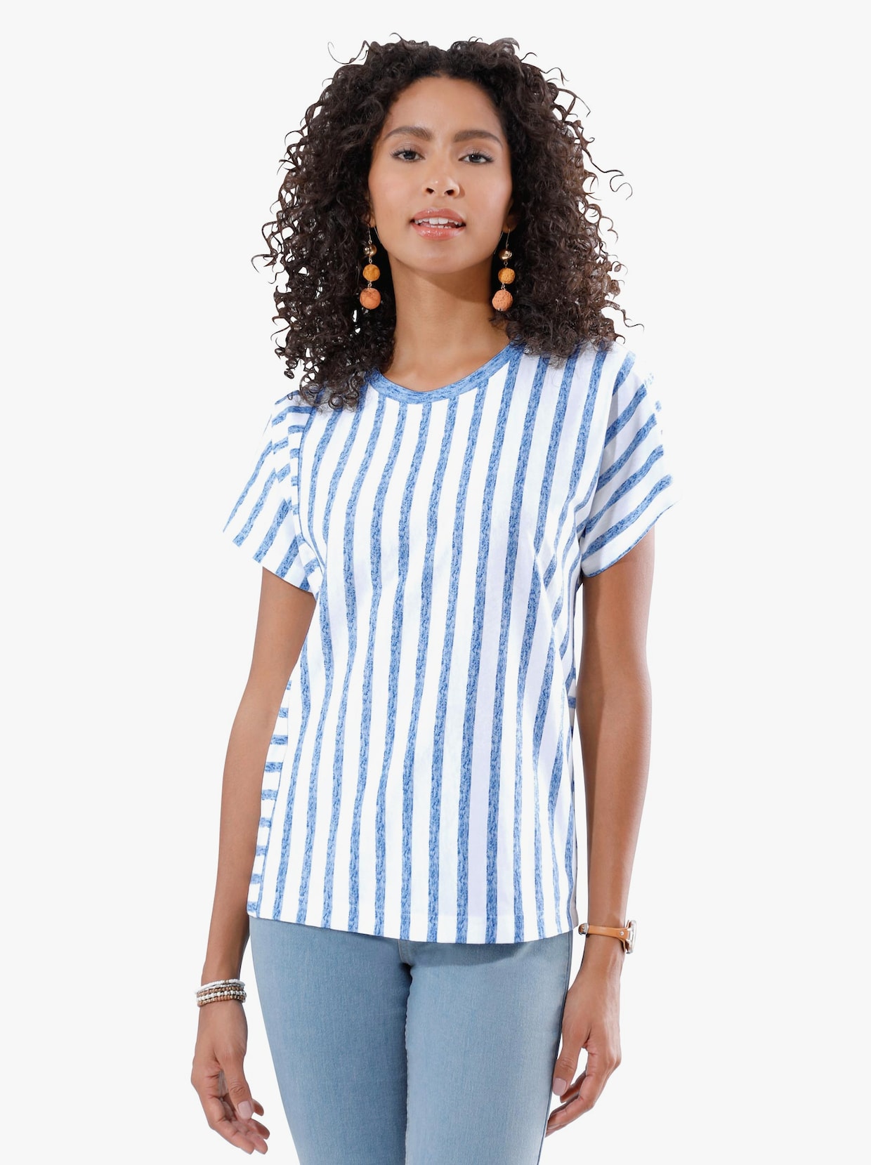 Shirt met print - jeansblauw gestreept