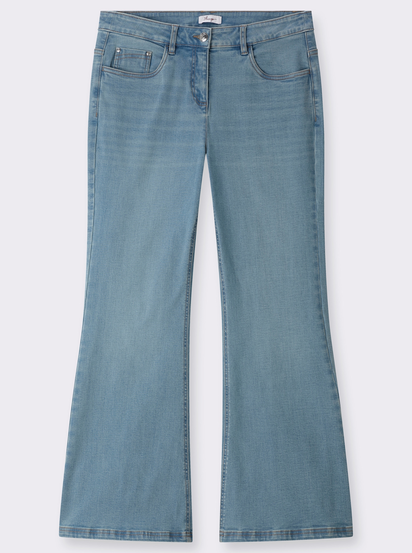 sheego Bootcut-Jeans mit stark ausgestelltem Saum - blue-bleached