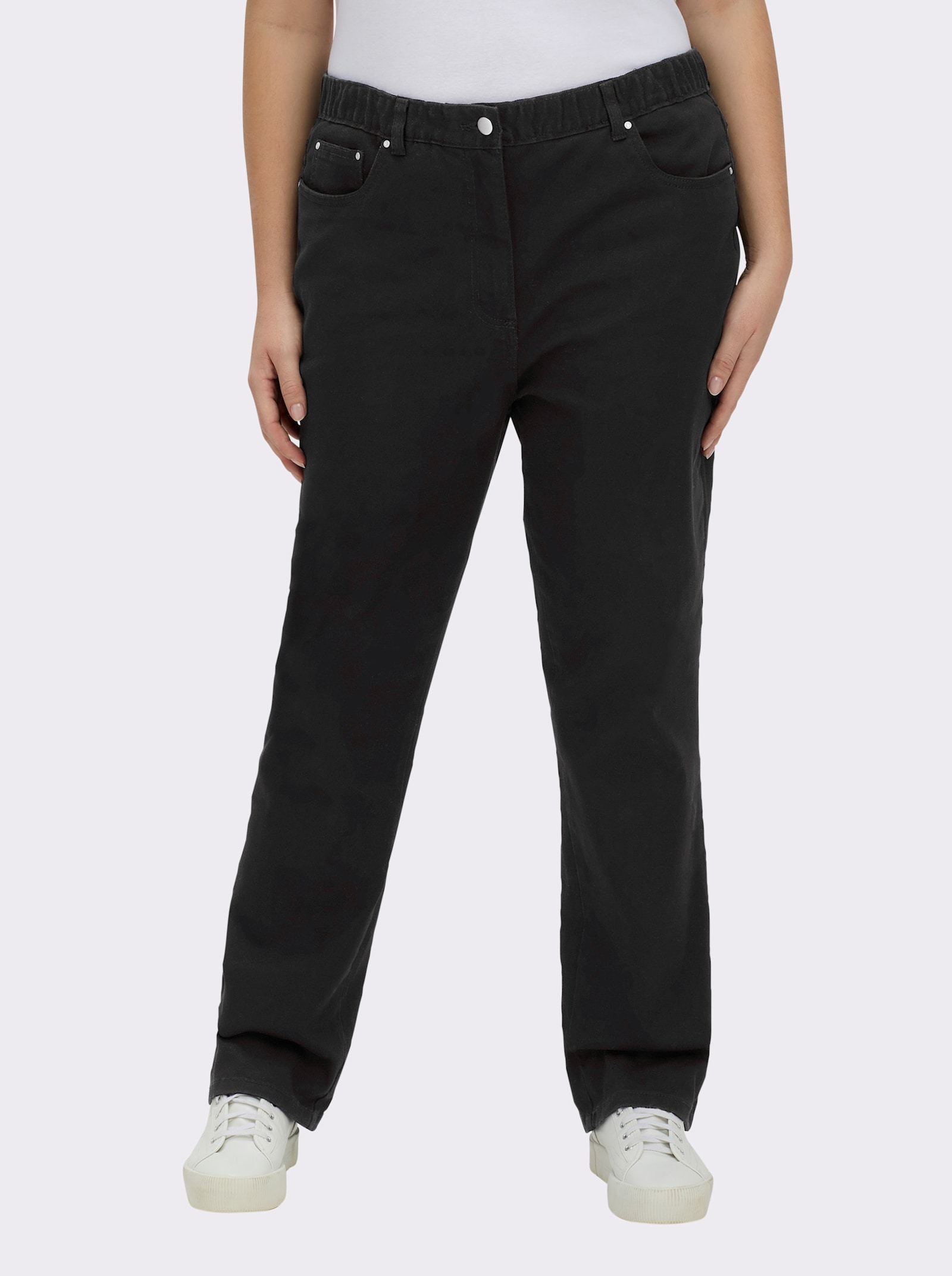 5-Pocket-Jeans mit innenliegendem Dehnbund - schwarz