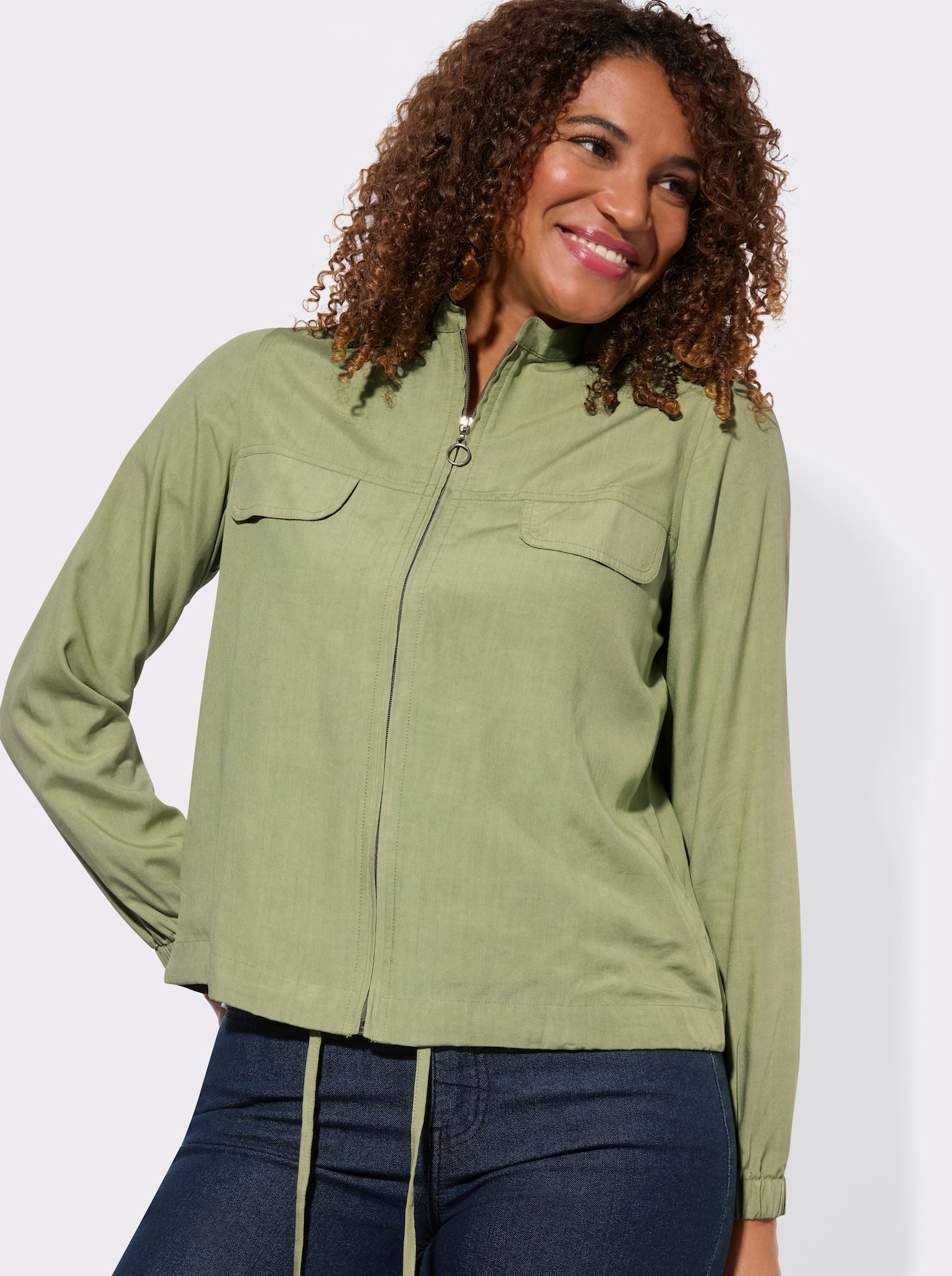 Blusenjacke in Oversize-Form - schilf