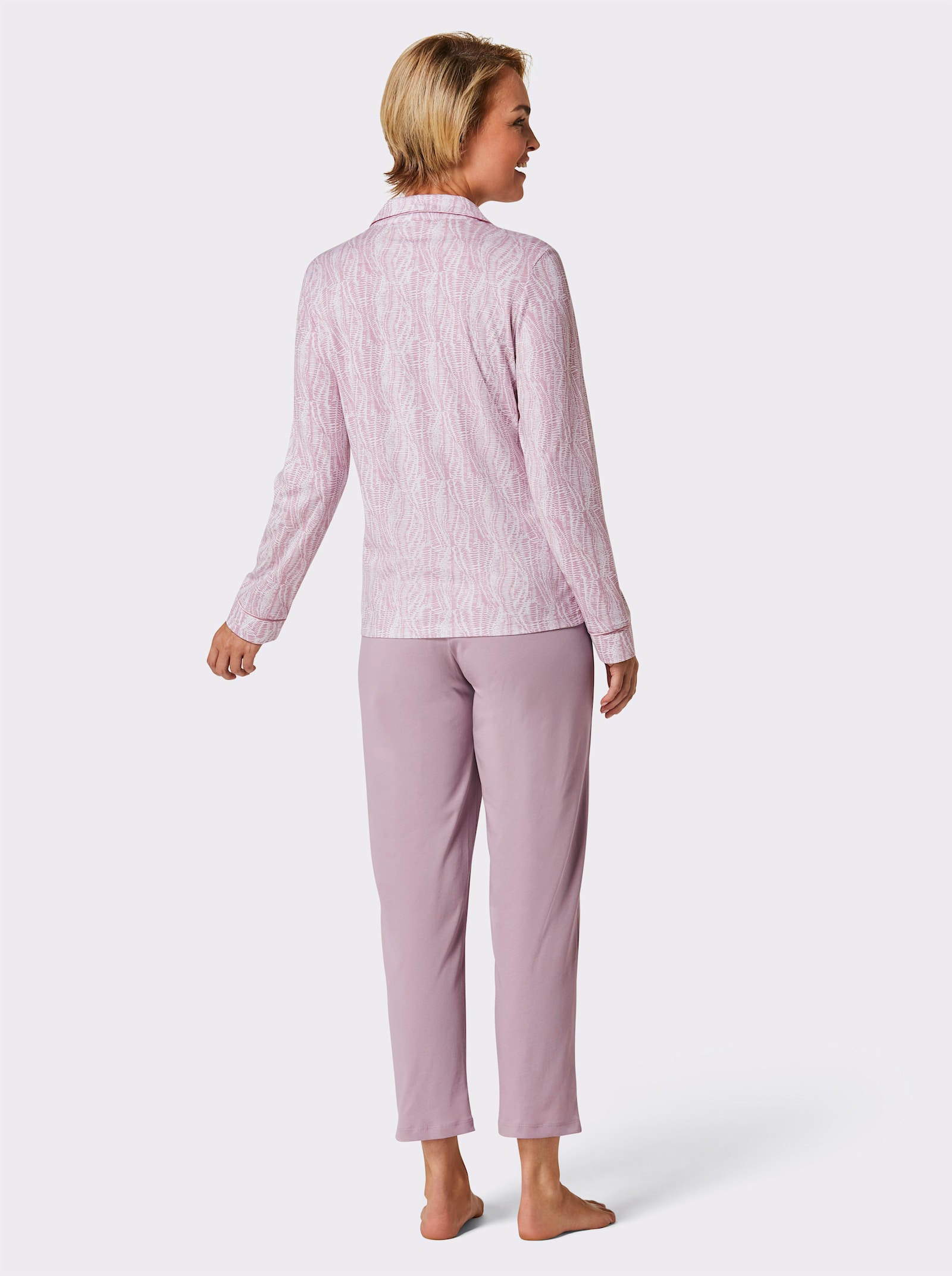 wäschepur Pyjama mit Satinpaspeln - mauve