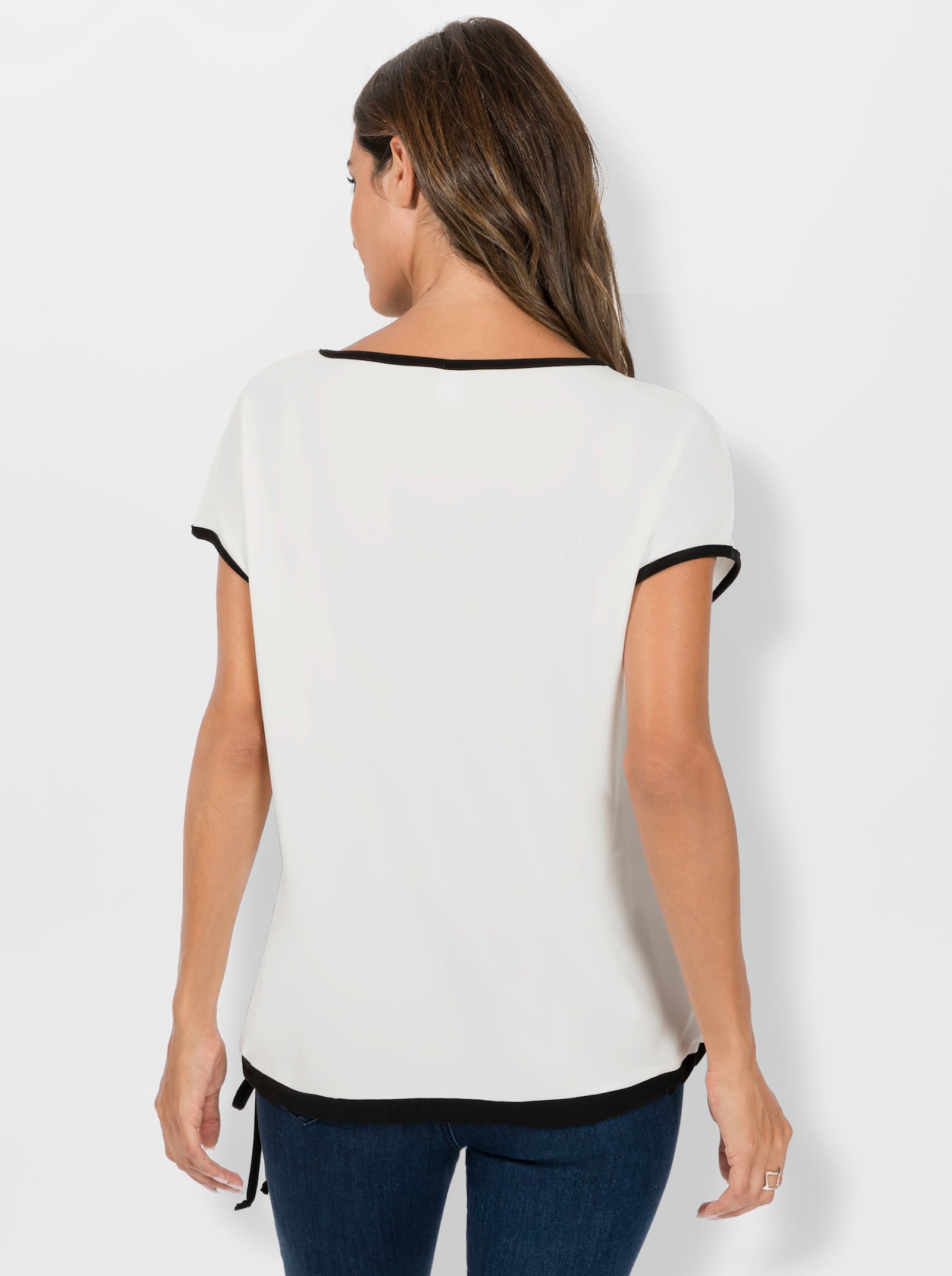 Print-Shirt mit U-Boot-Ausschnitt - ecru