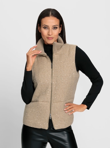 heine Steppweste Bouclé-Qualität mit Pailletten - beige