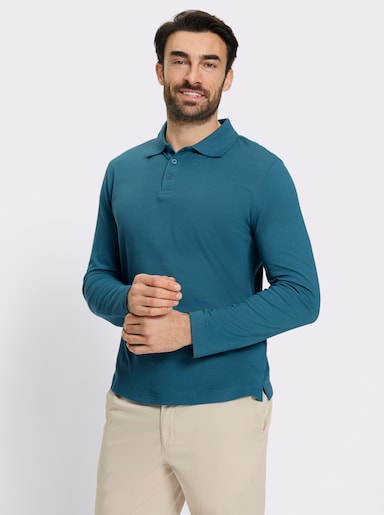 Catamaran Langarm-Poloshirt mit Flachstrick-Kragen - topas