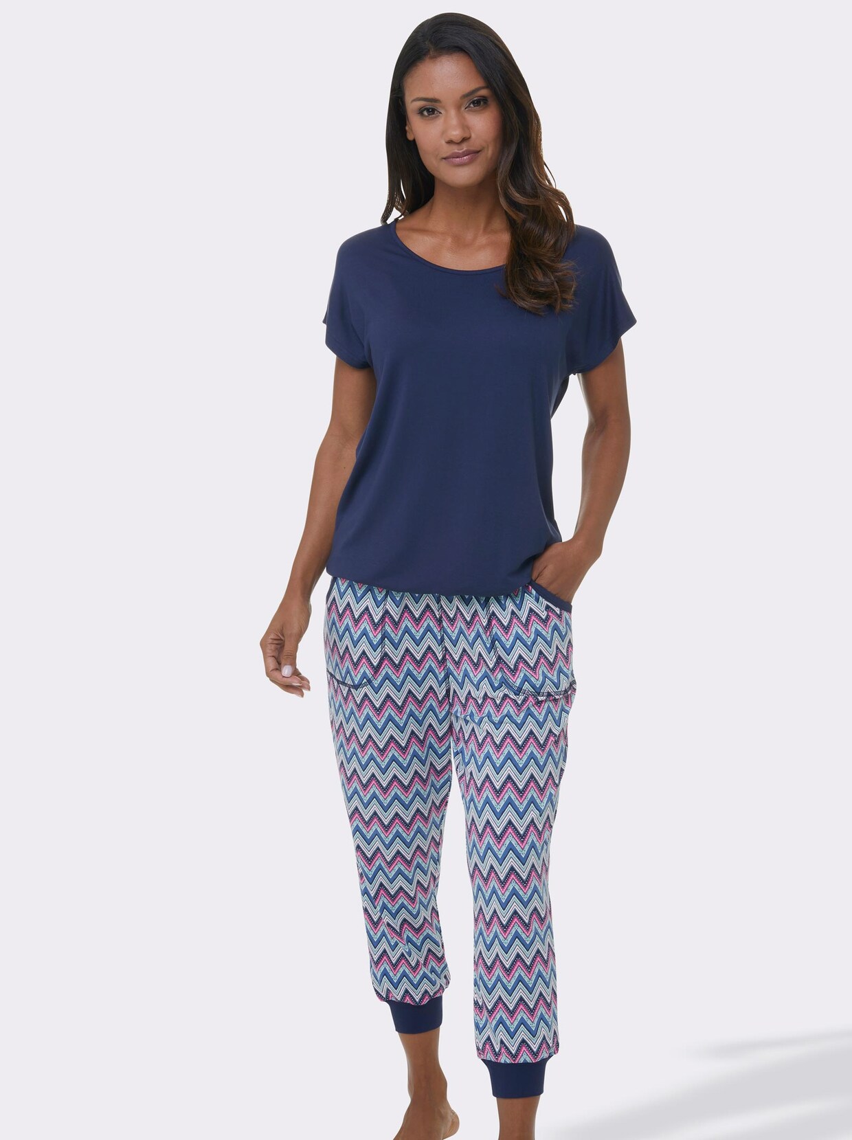 wäschepur Pyjama - marine gedessineerd