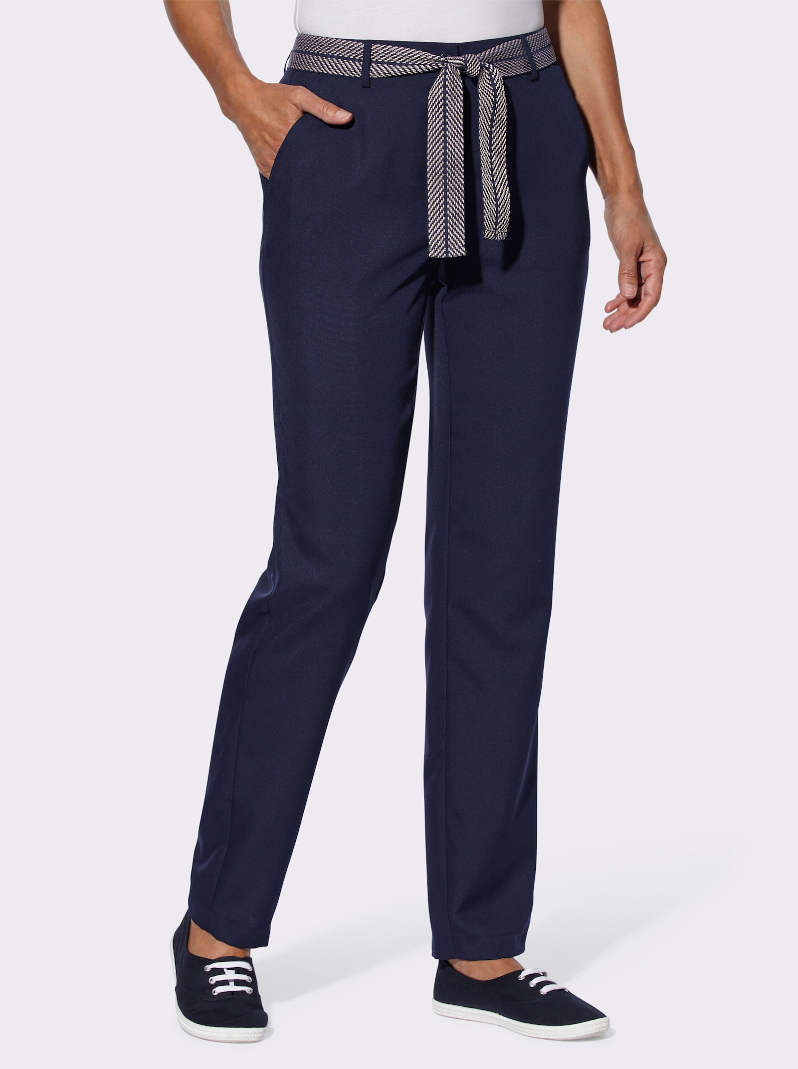 Hose mit Bindegürtel - marine