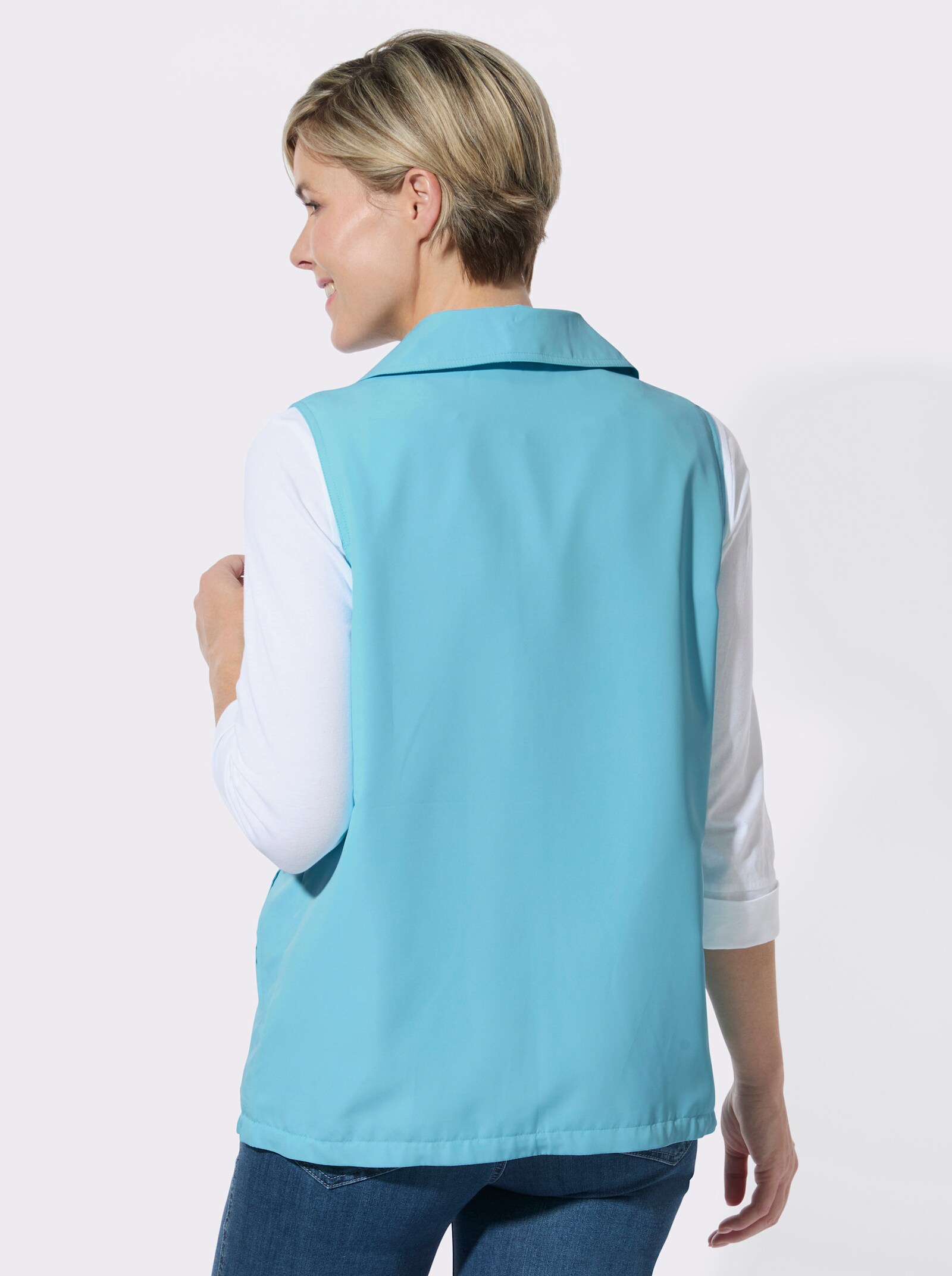 Weste mit Umlegekragen - aquamarin