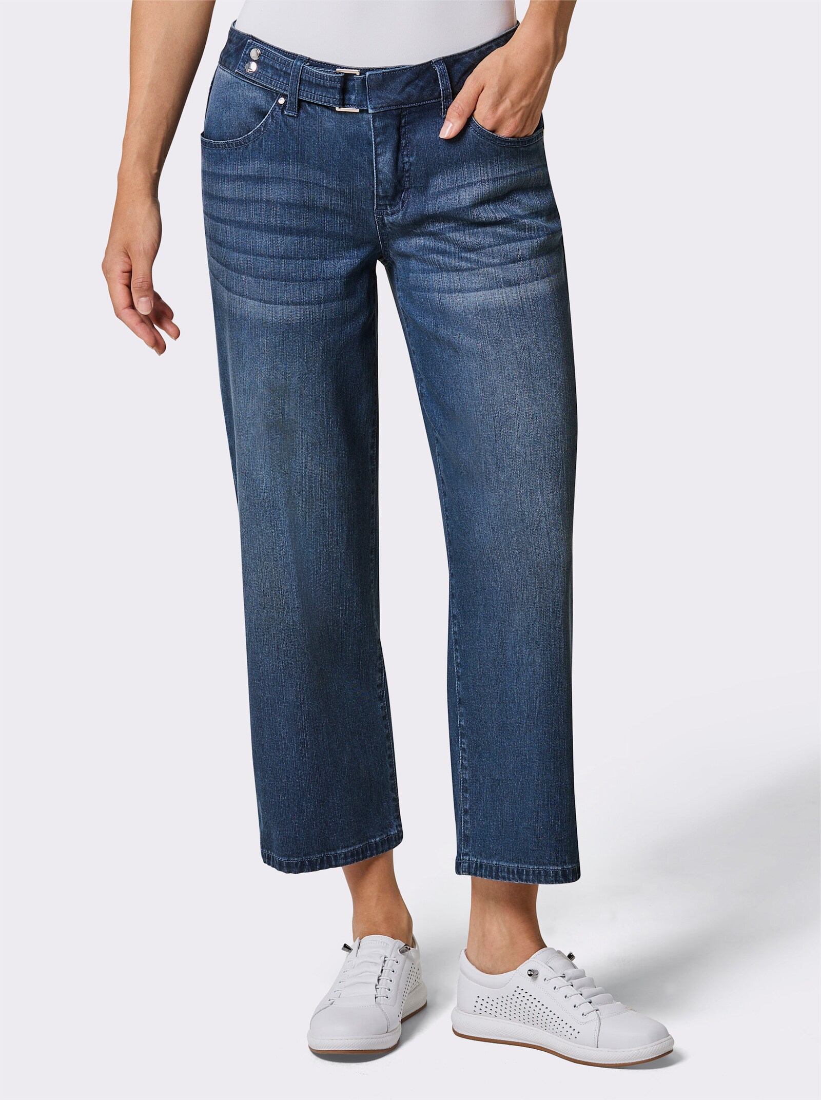 CREATION L PREMIUM Stretch-Jeans mit Stickerei - blue-stone-washed