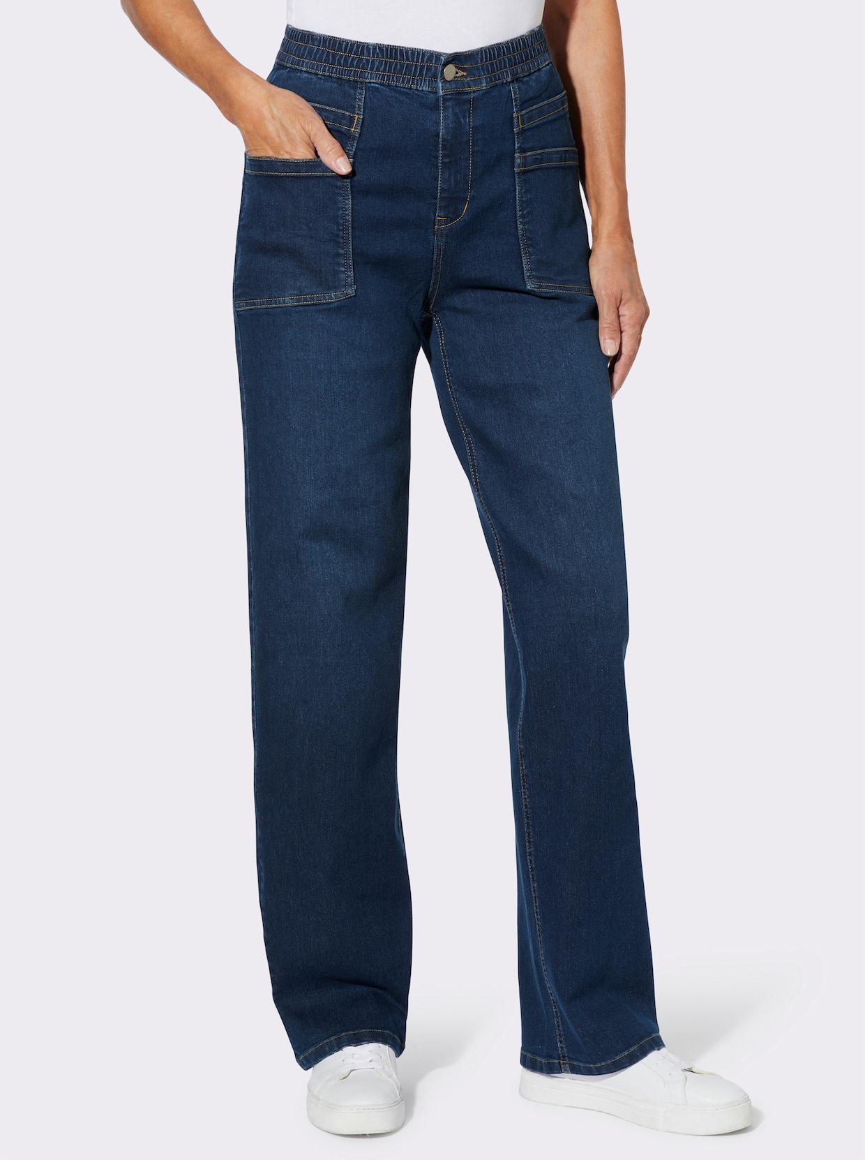 Jeans mit weit geschnittenen Beinen - blue-stone-washed