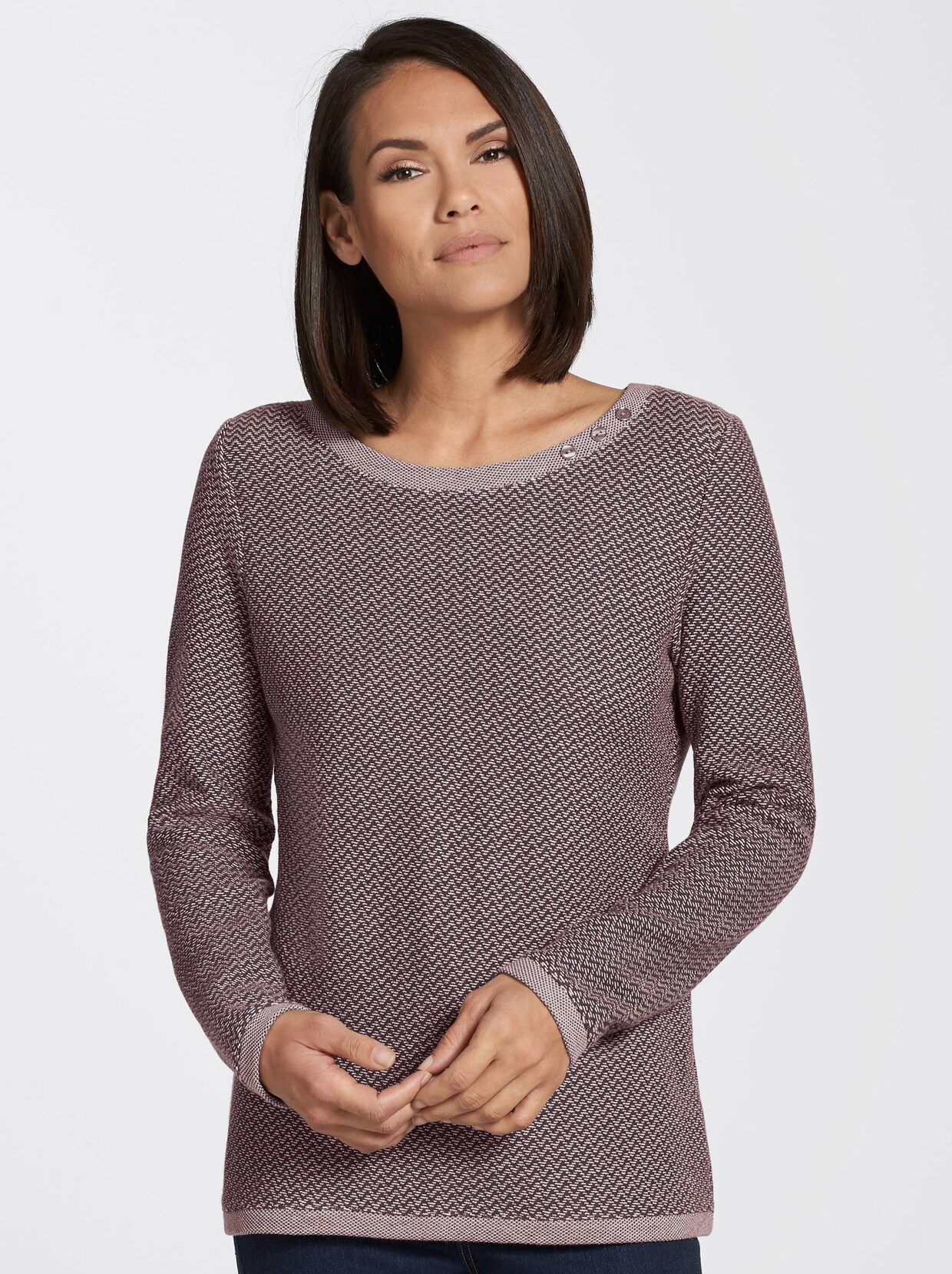 Langarmshirt - bordeaux-gemustert