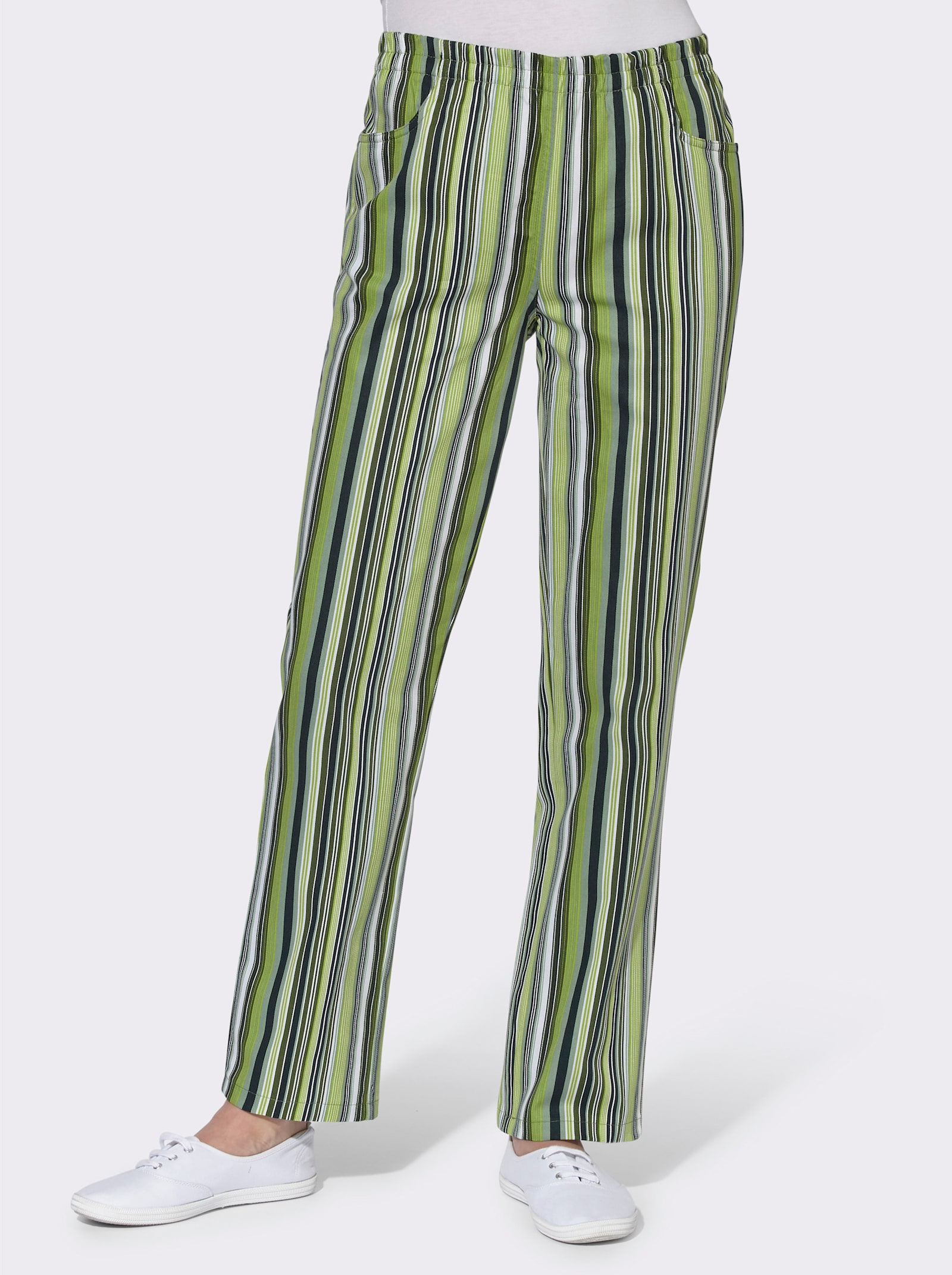 Schlupfhose aus Baumwolle - grün-gestreift