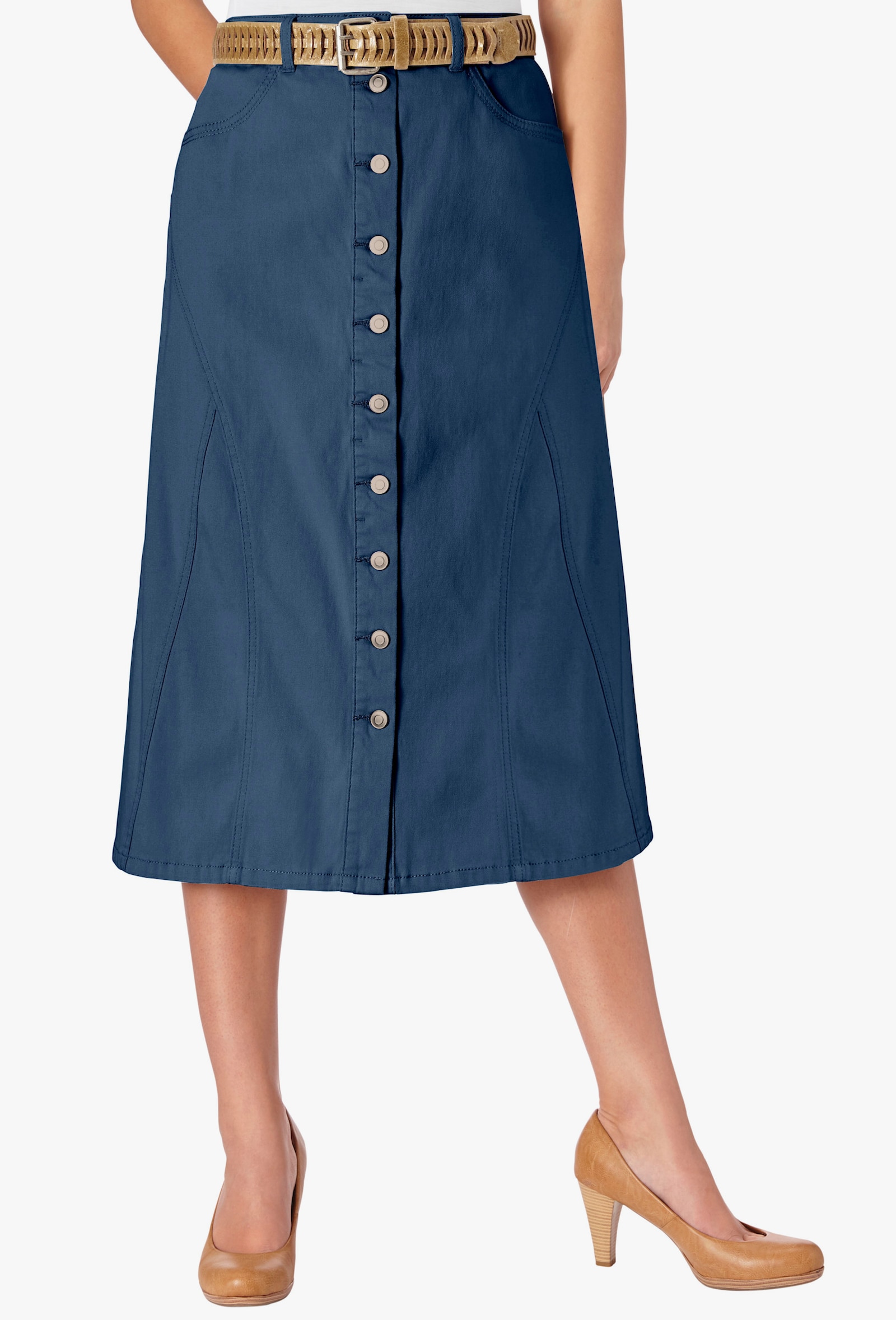Sommerrock in langer, ausgestellter Form - blue-stone-washed