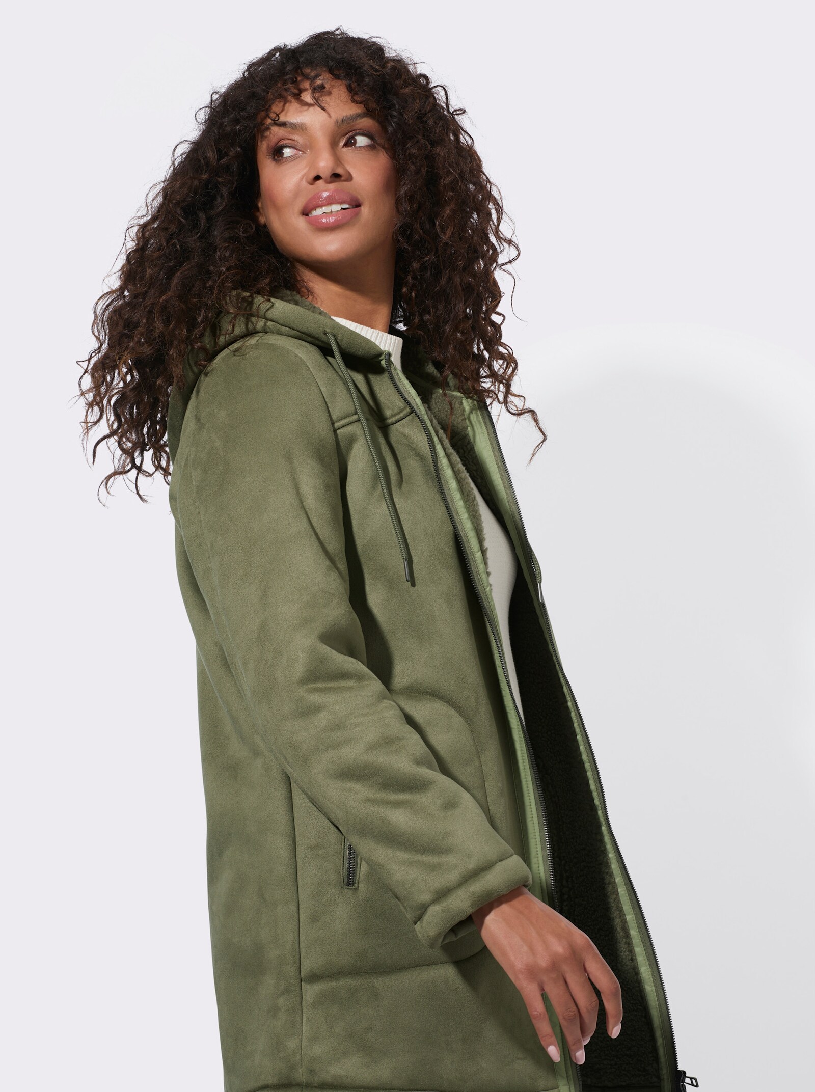  Outdoorjacke in Lammfelloptik - khaki