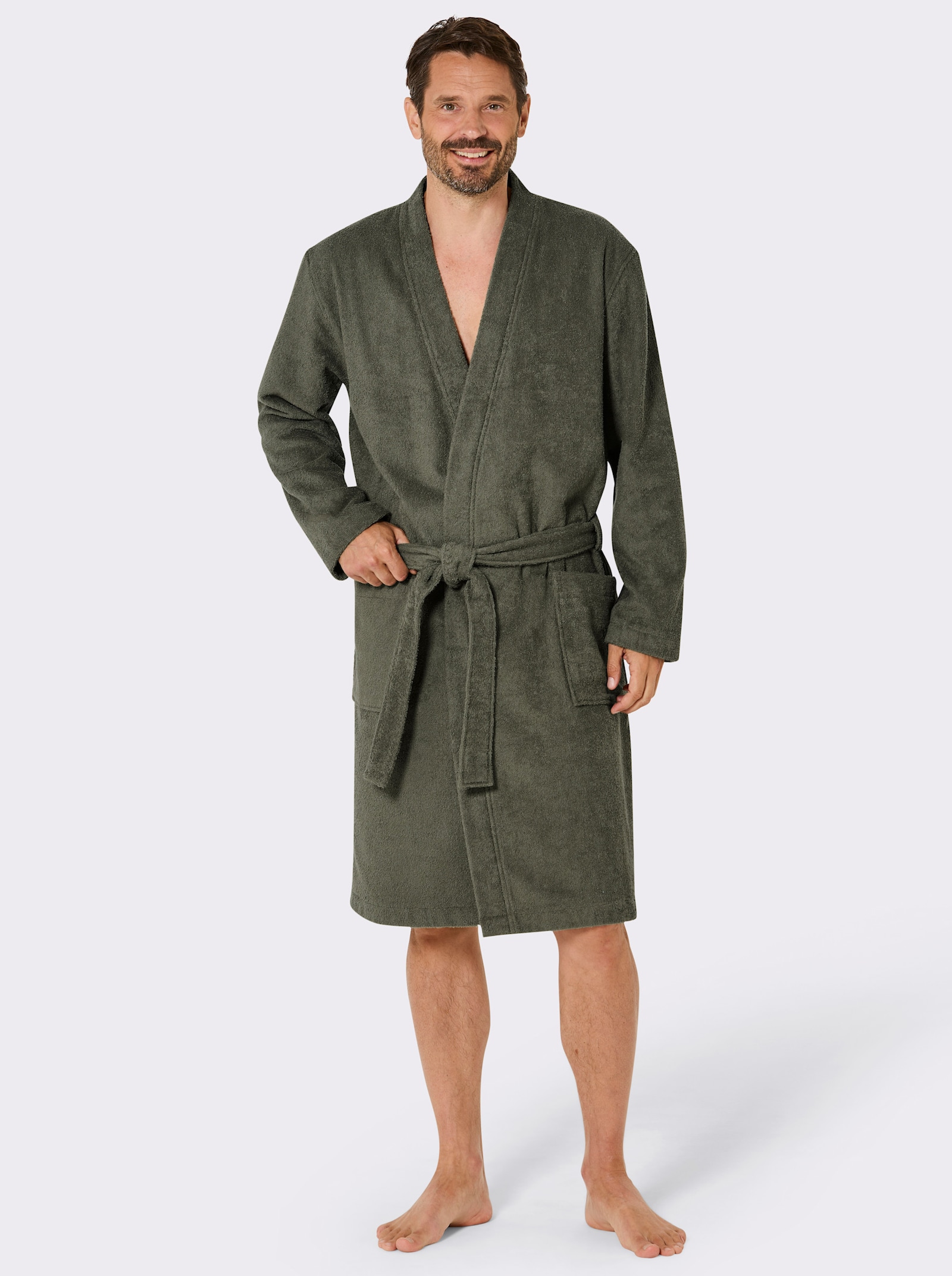 feel good Bademantel in Frottee-Qualität - khaki