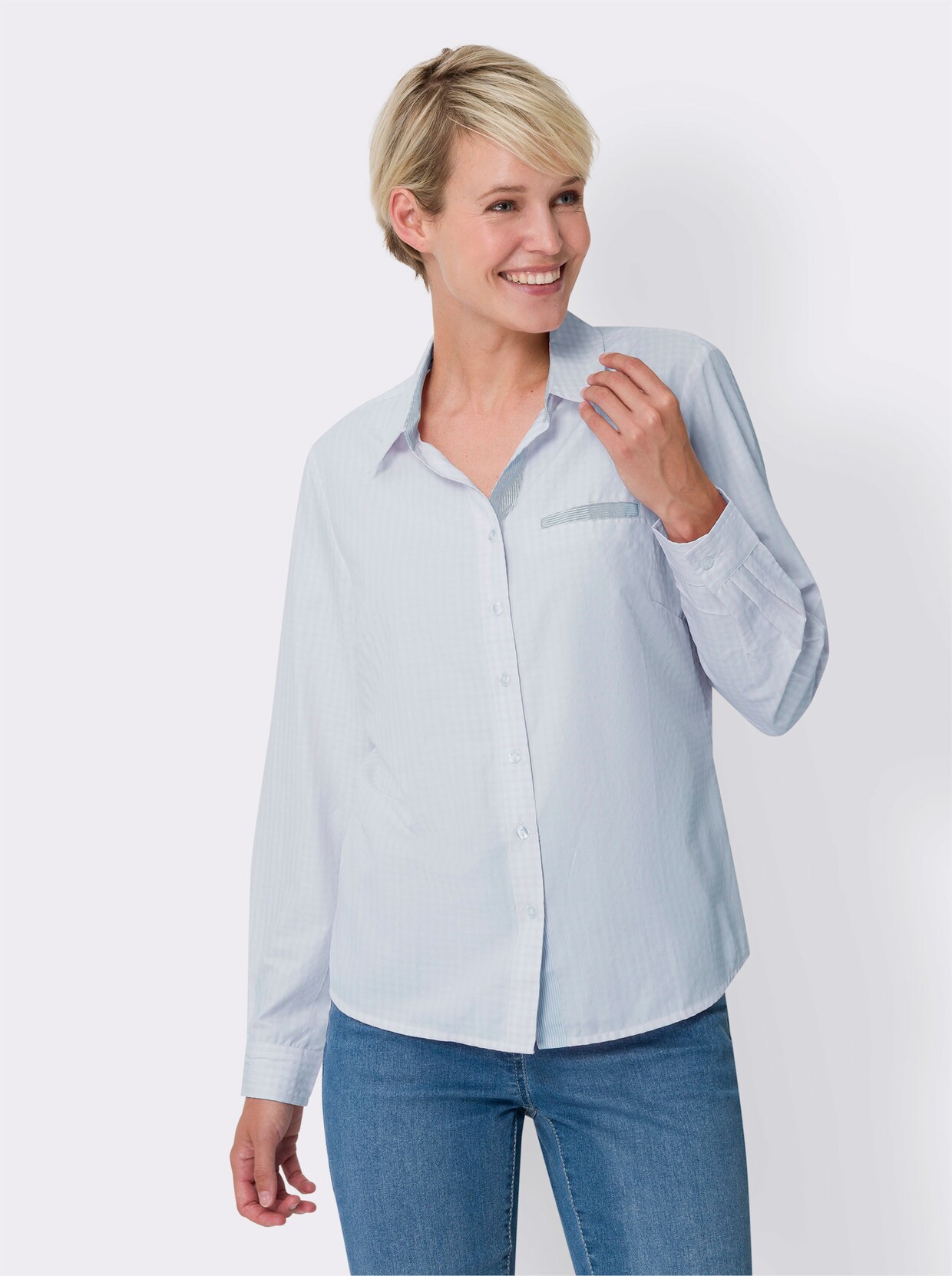 Geruite blouse - lichtblauw/wit geruit