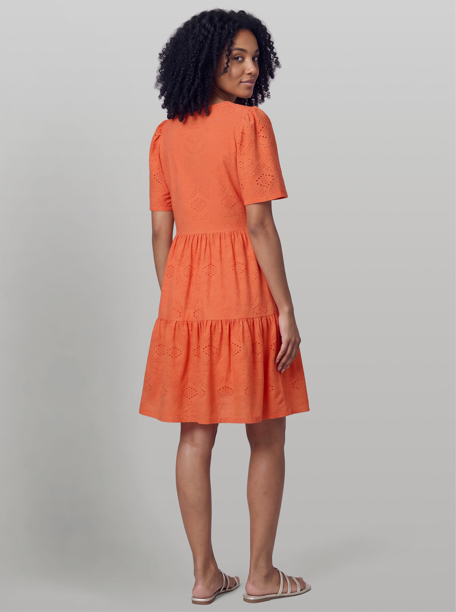 heine Jerseykleid mit Ajourmuster - orange